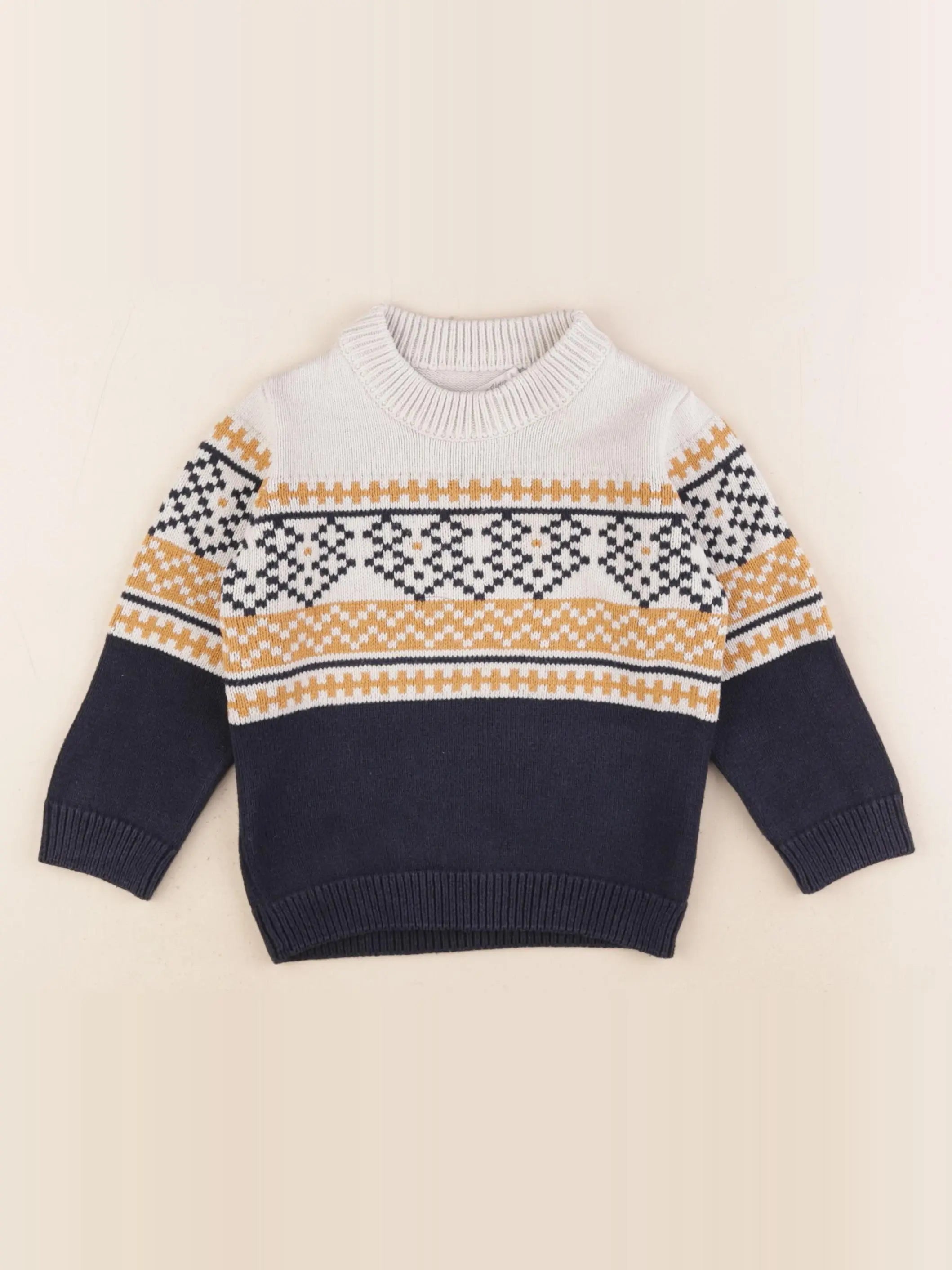 Eden & Victor - pull bleu, jaune - 3 ans