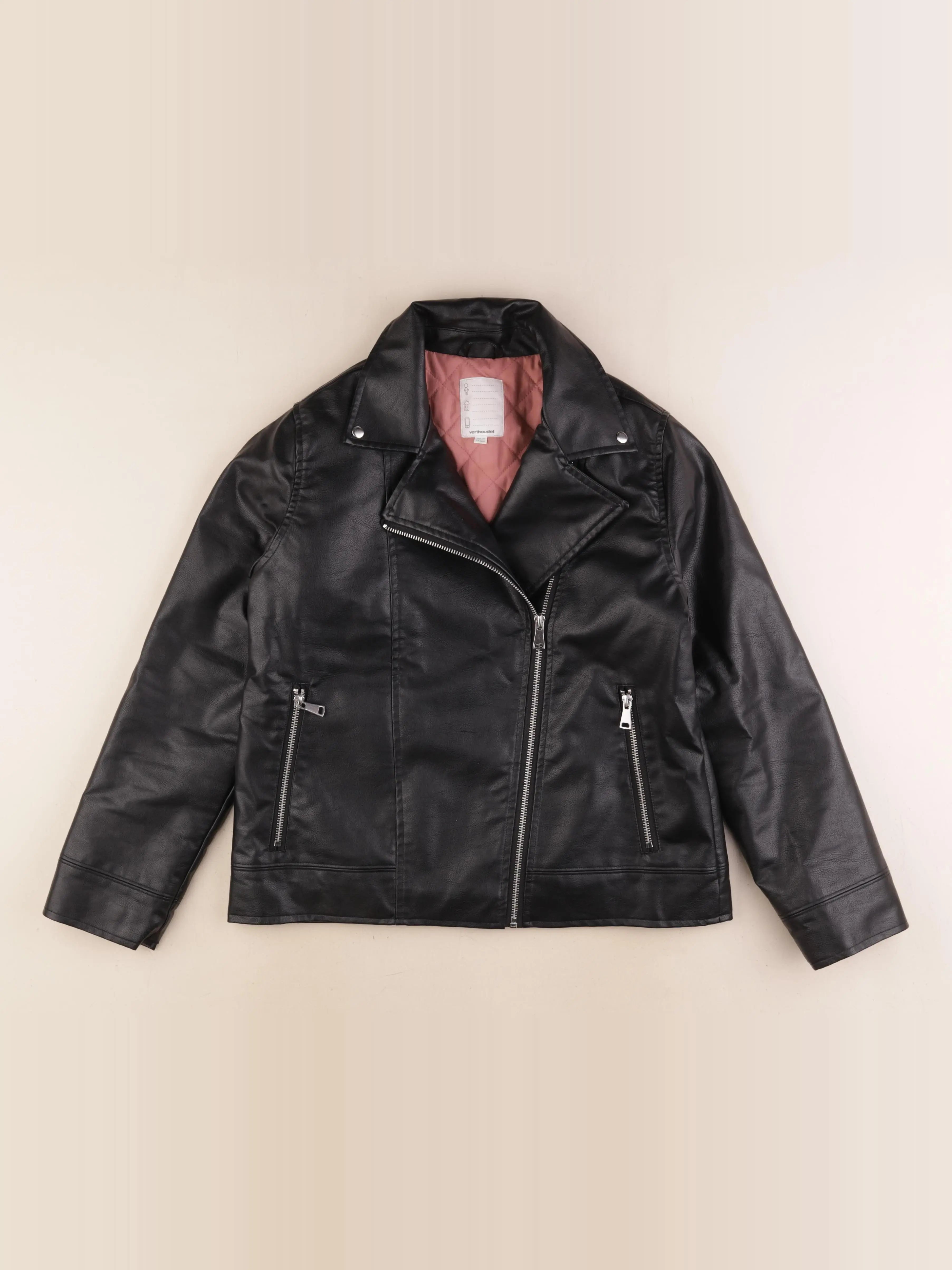 Vertbaudet - veste simili cuir noir - 14 ans