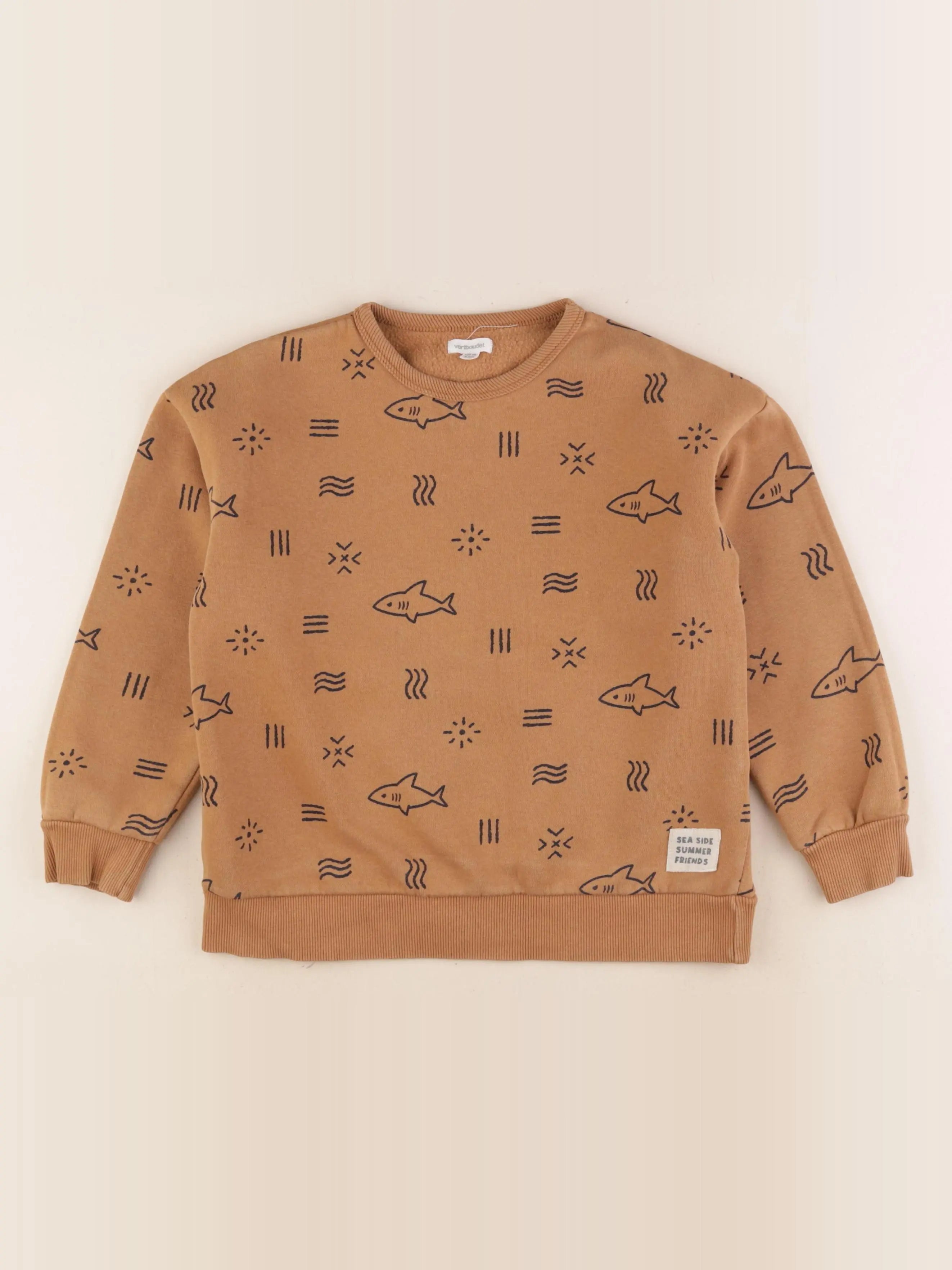Vertbaudet - sweat marron - 8 ans