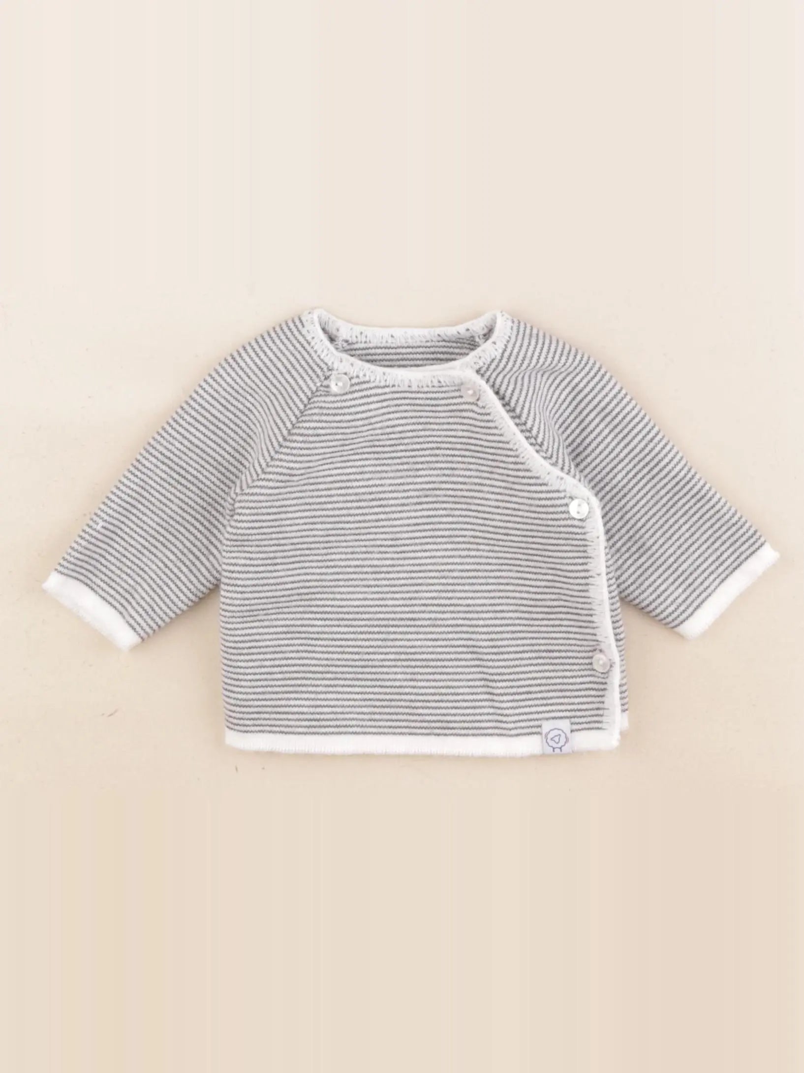 La manufacture de layette - pull blanc, bleu - 1/3 mois