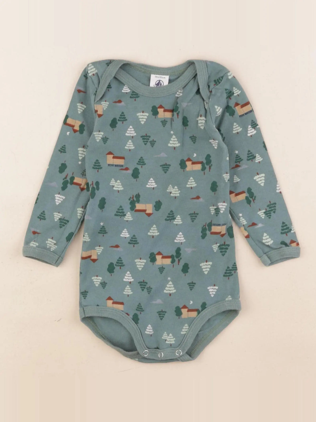 Petit Bateau - body vert - 18 mois