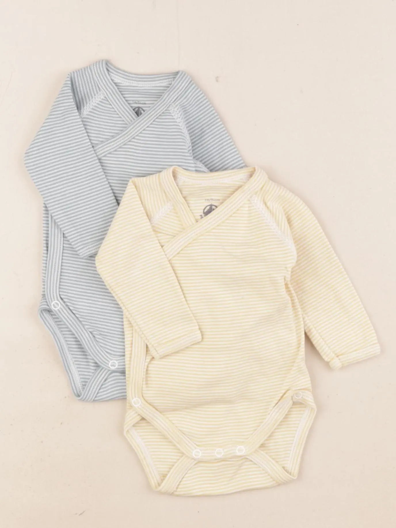 Petit Bateau - lot de 2 bodies en coton bleu, jaune - 1 mois