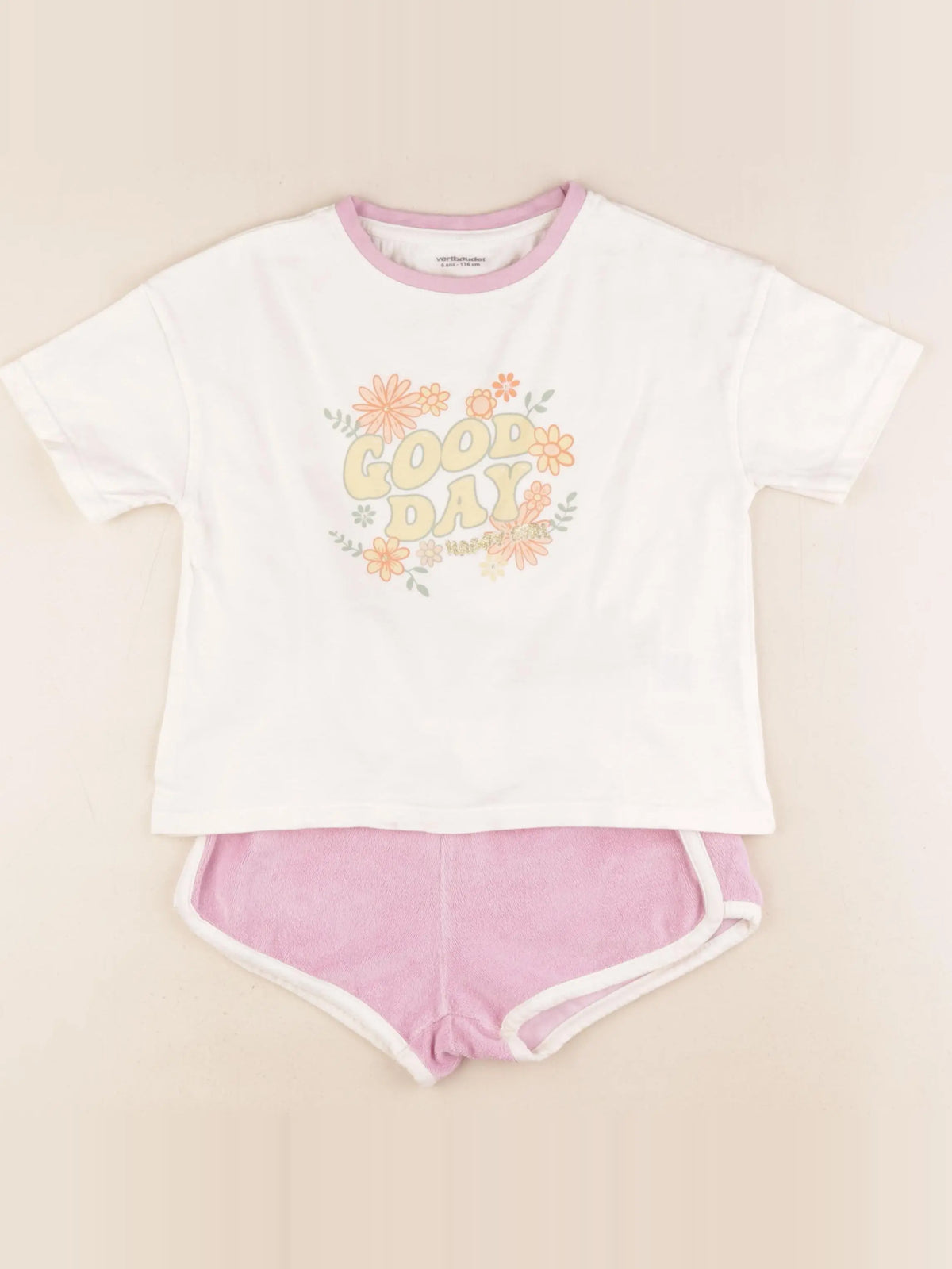 Vertbaudet - ensemble rose, beige - 6 ans