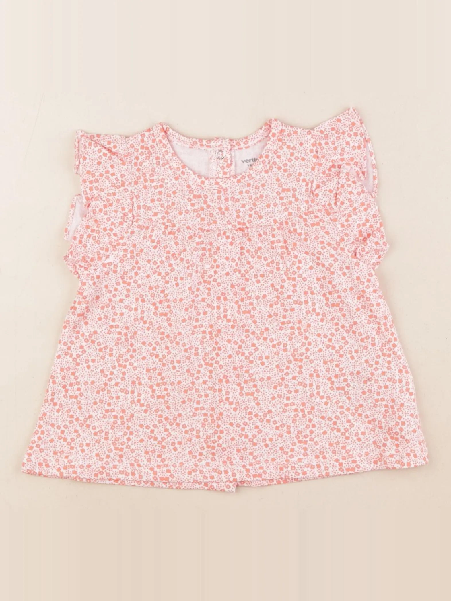 Vertbaudet - tee-shirt blanc, rose - 18 mois