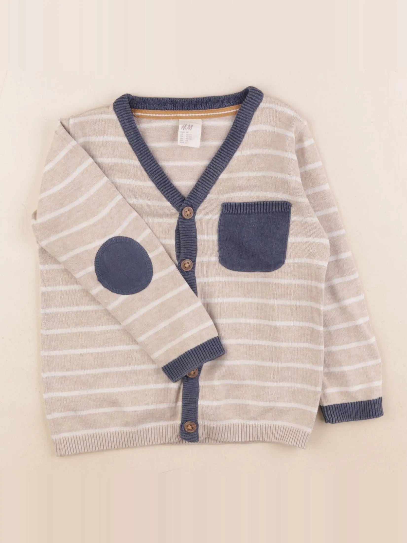 H&M - gilet bleu, beige - 18/24 mois