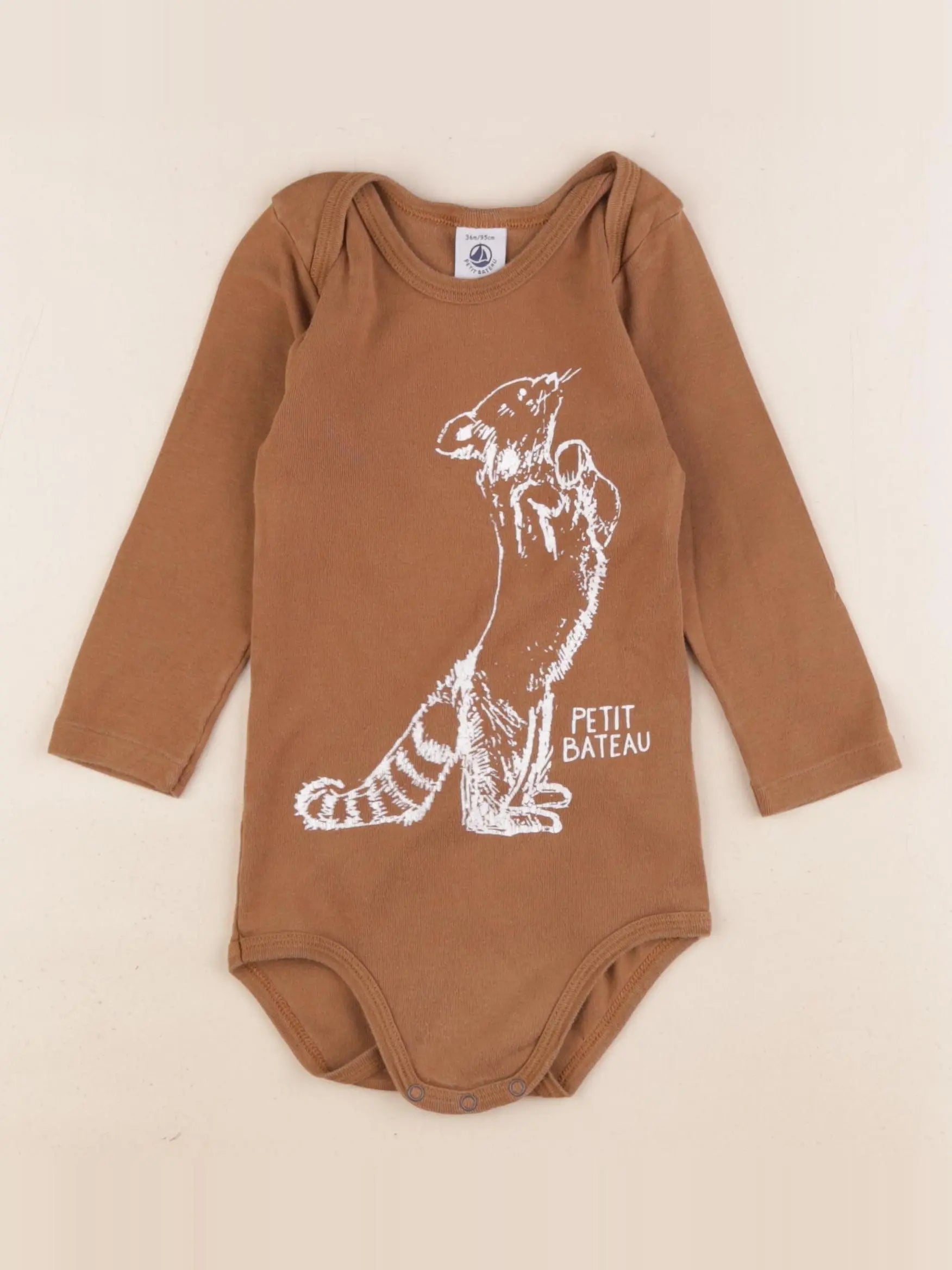 Petit Bateau - body marron - 36 mois