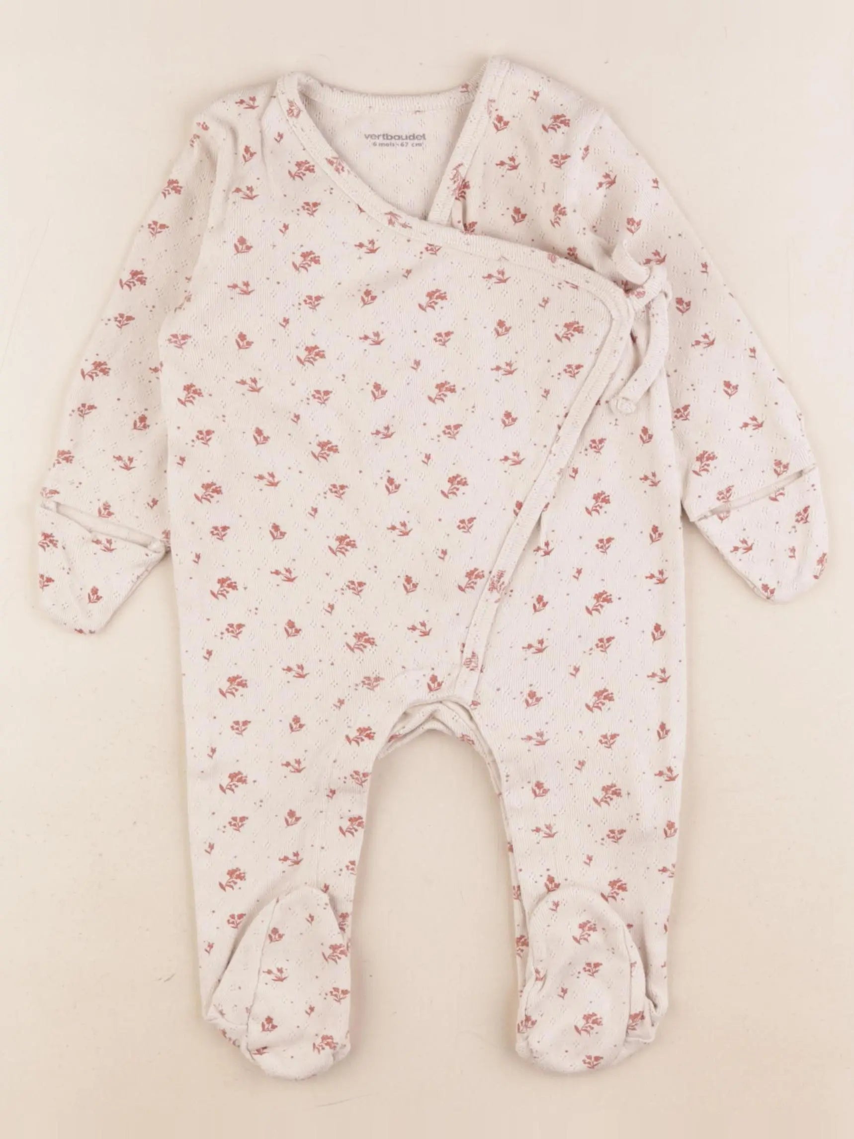 Vertbaudet - pyjama coton beige - 6 mois