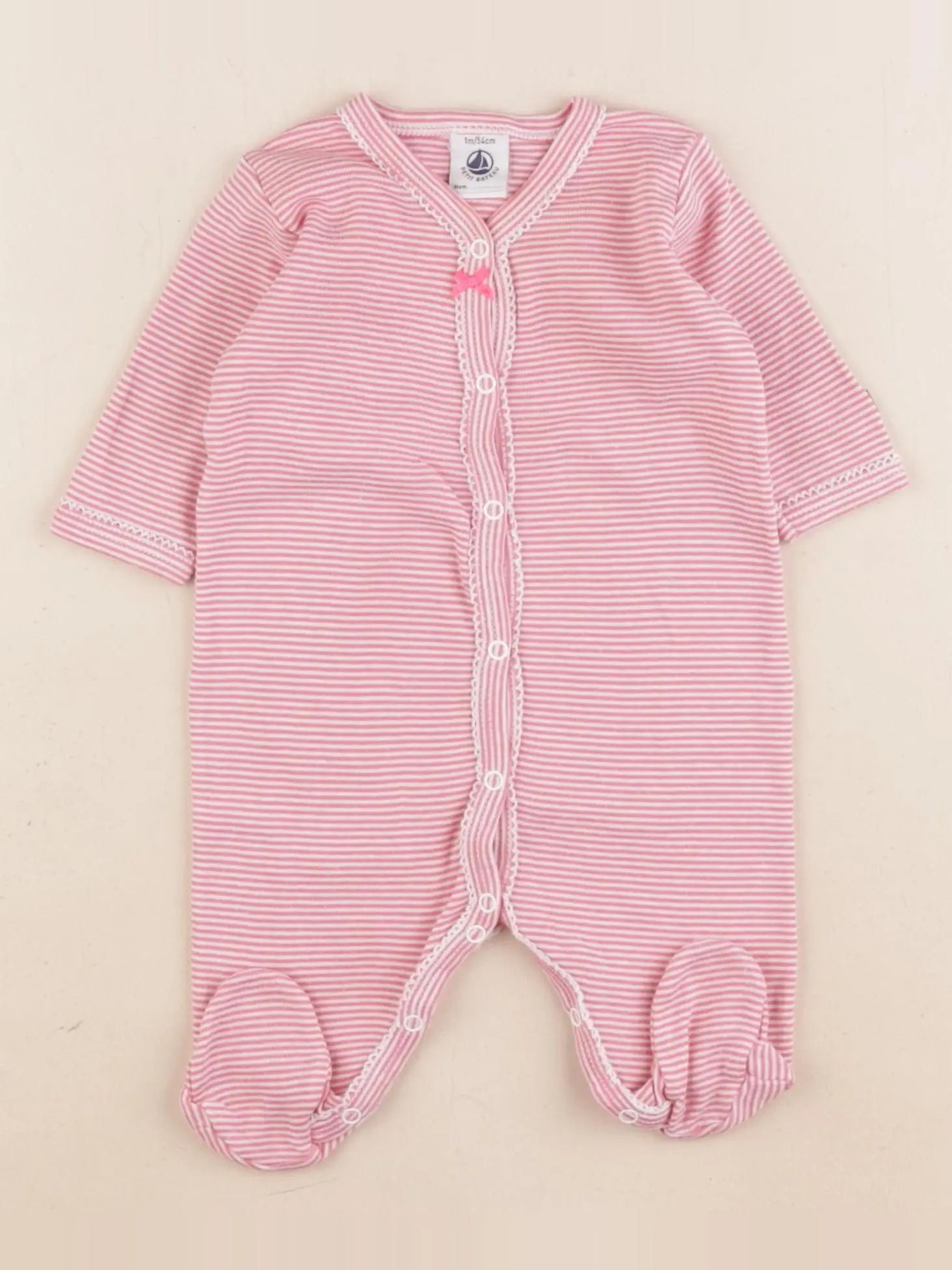 Petit Bateau - pyjama coton rose - 1 mois