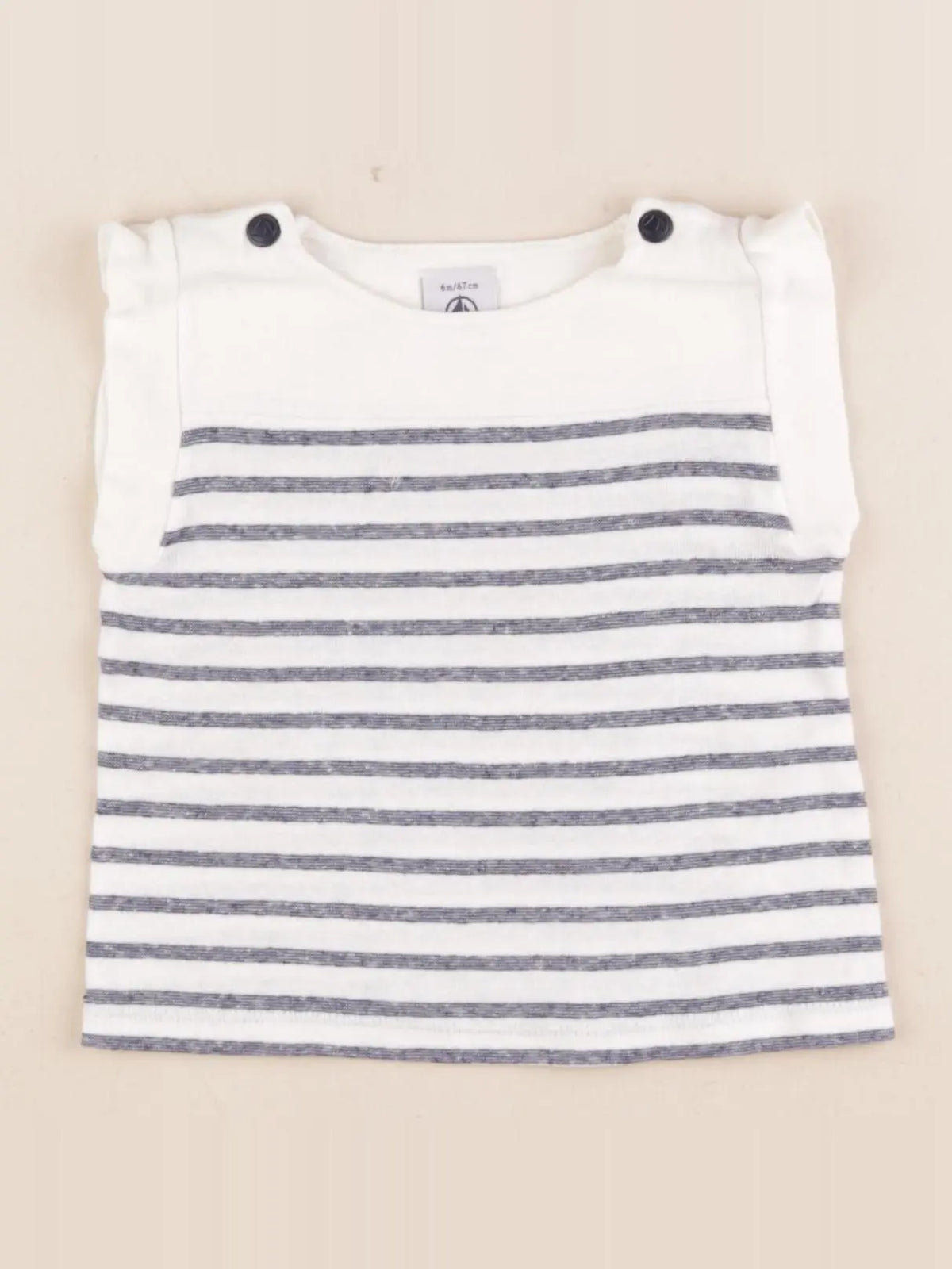 Petit Bateau - tee-shirt bleu, blanc - 6 mois