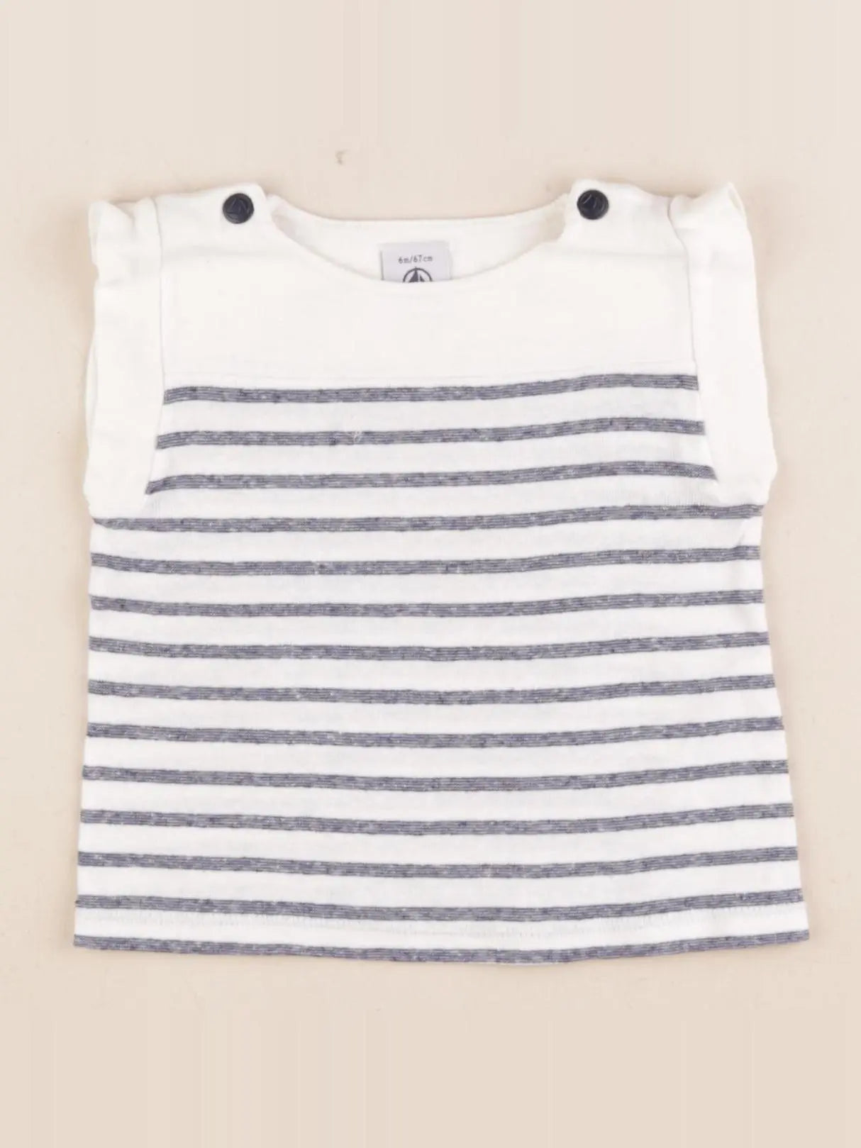 Petit Bateau - tee-shirt bleu, blanc - 6 mois