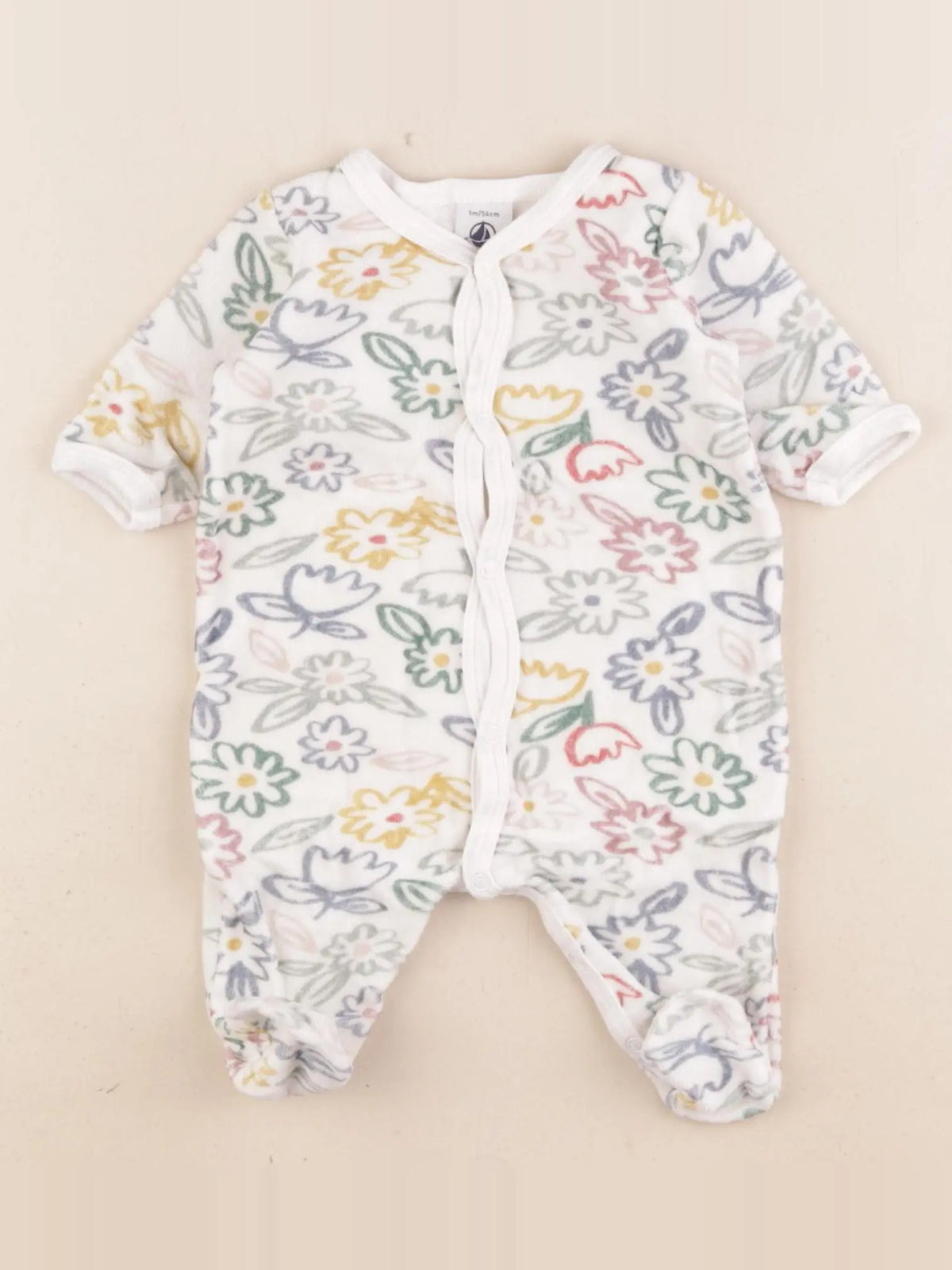 Vertbaudet - pyjama velours multicolore - 1 mois