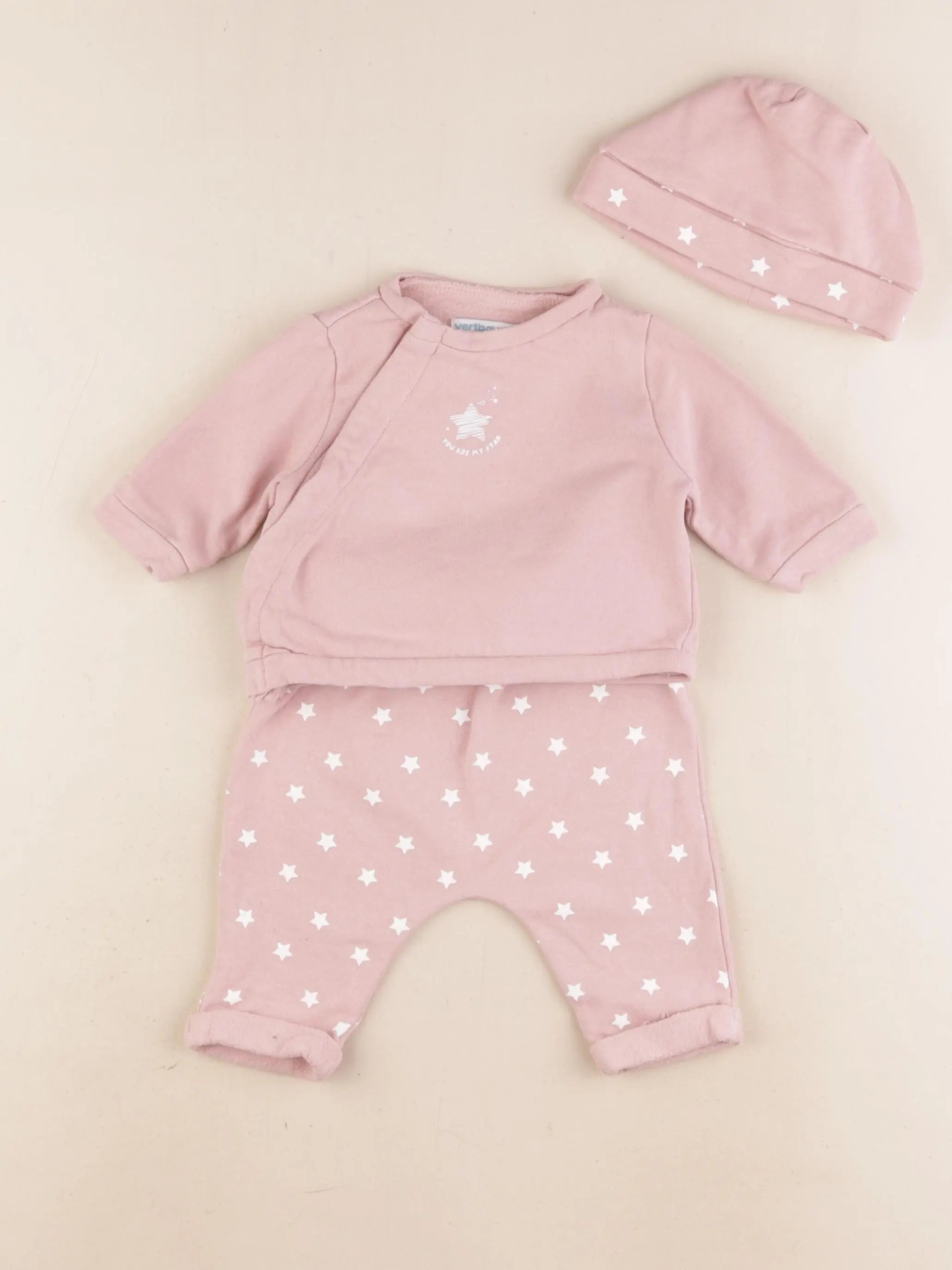 Vertbaudet - ensemble rose - 1 mois