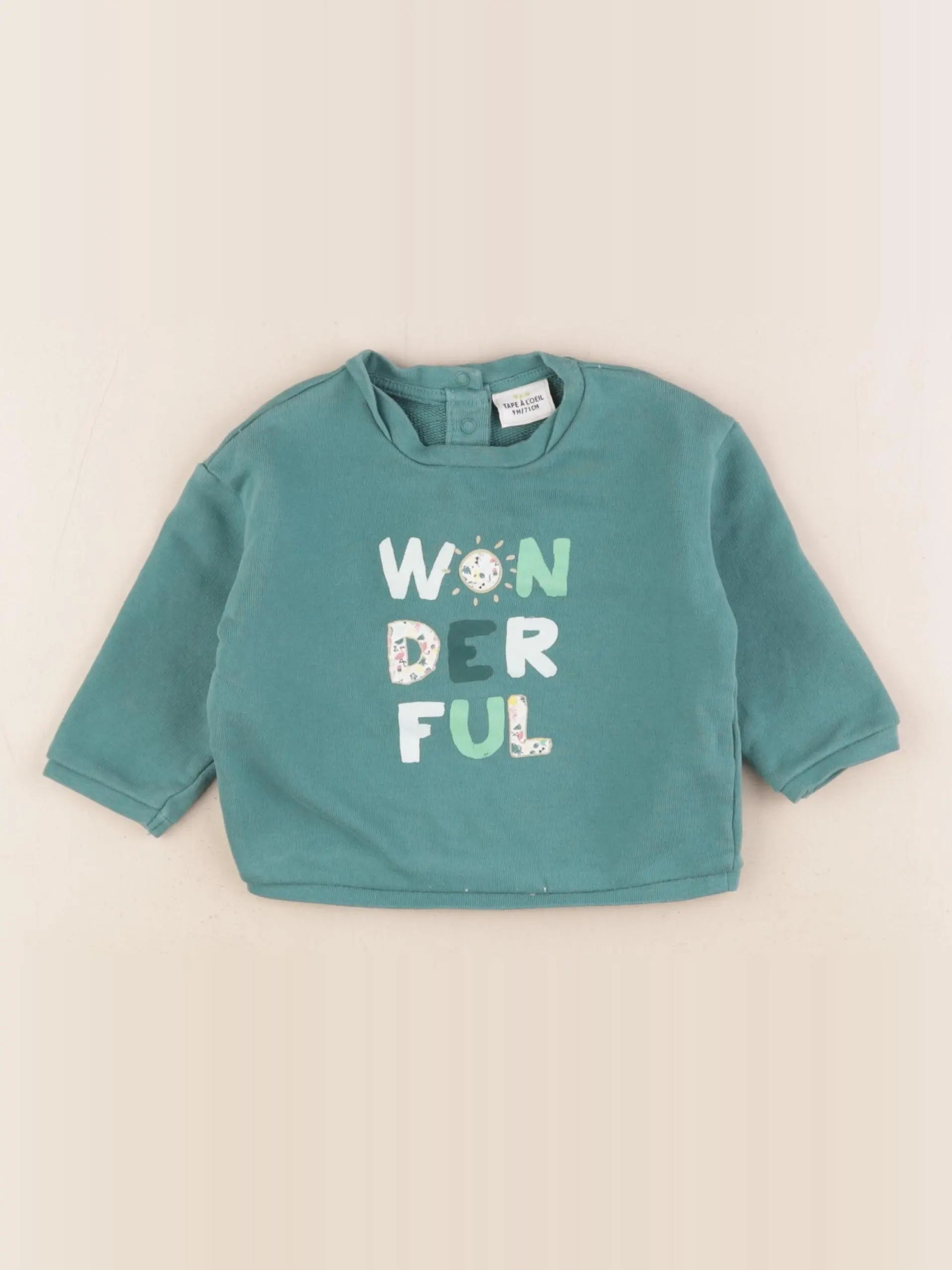 Tape à l'oeil - sweat vert - 9 mois