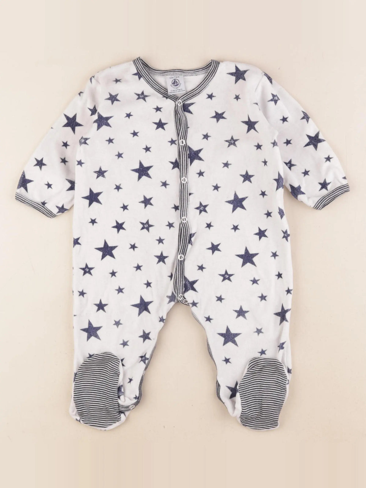 Petit Bateau - pyjama velours blanc - 12 mois