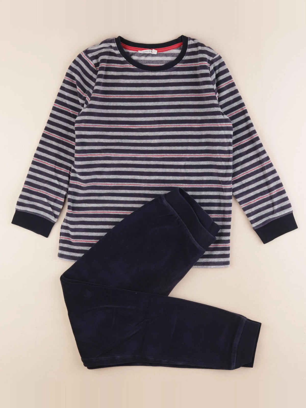 Monoprix - pyjama velours bleu - 10 ans