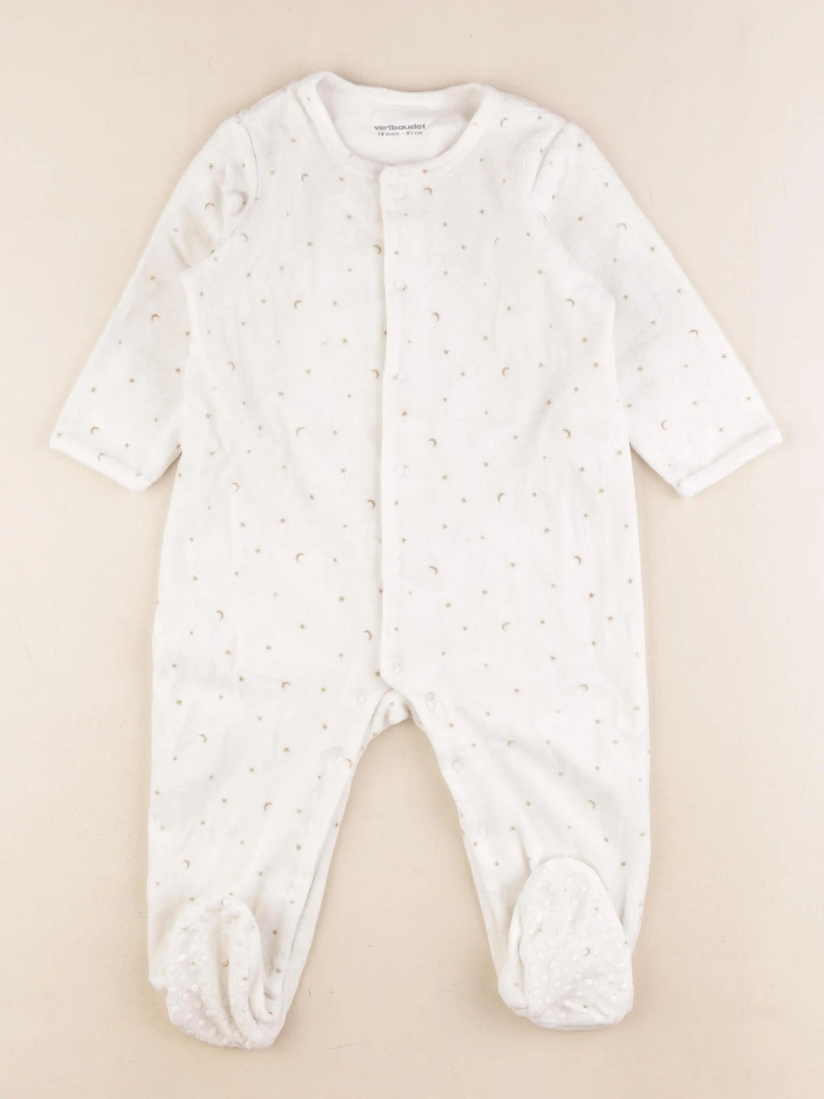 Vertbaudet - pyjama velours blanc - 18 mois