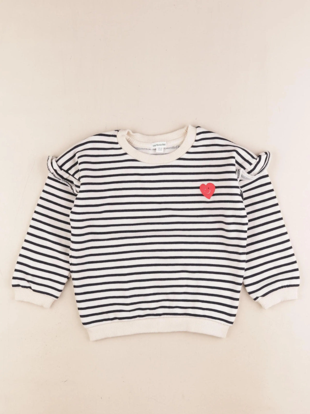 Vertbaudet - sweat blanc, bleu - 4 ans
