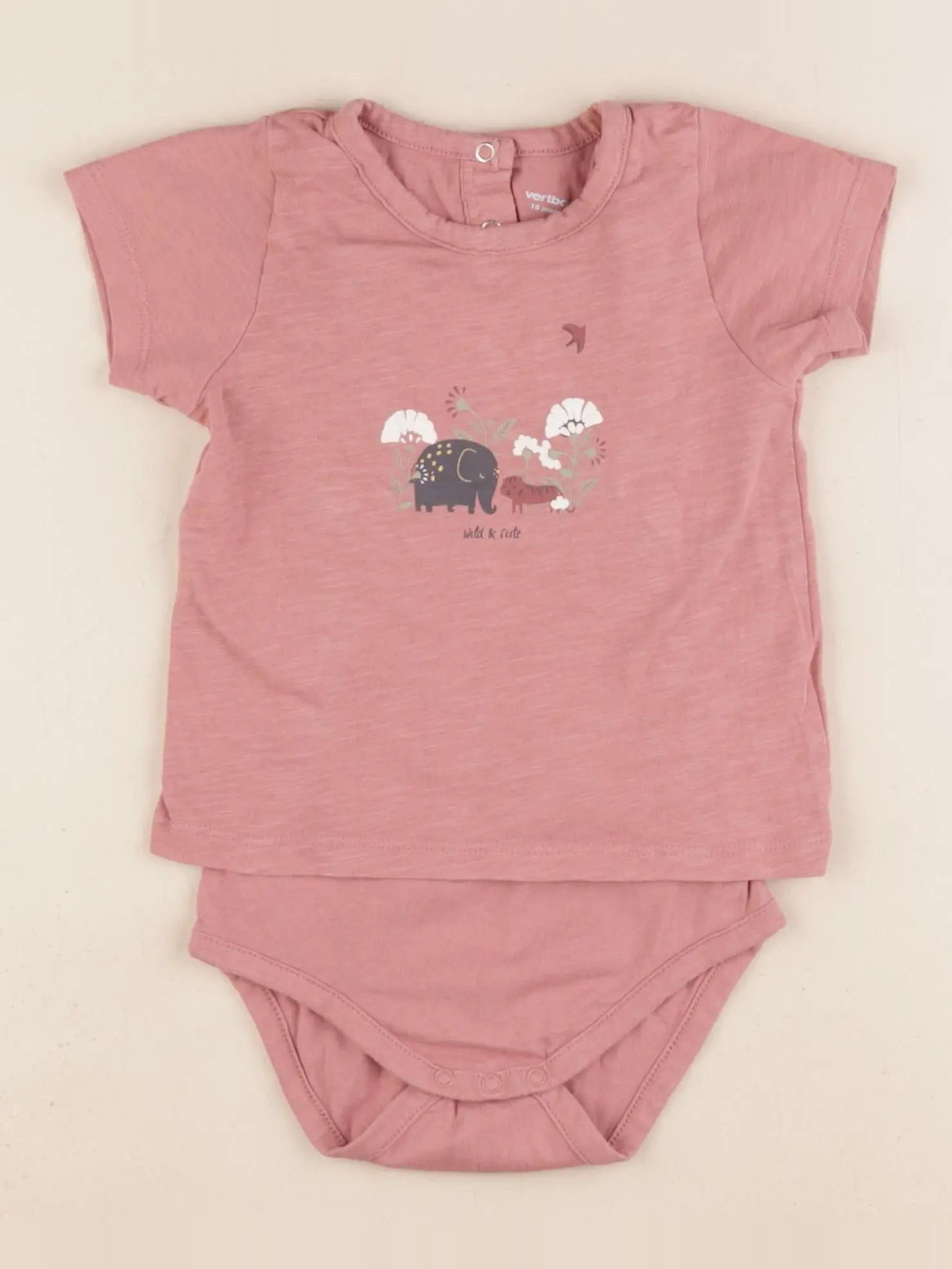 Vertbaudet - body tee-shirt rose - 18 mois