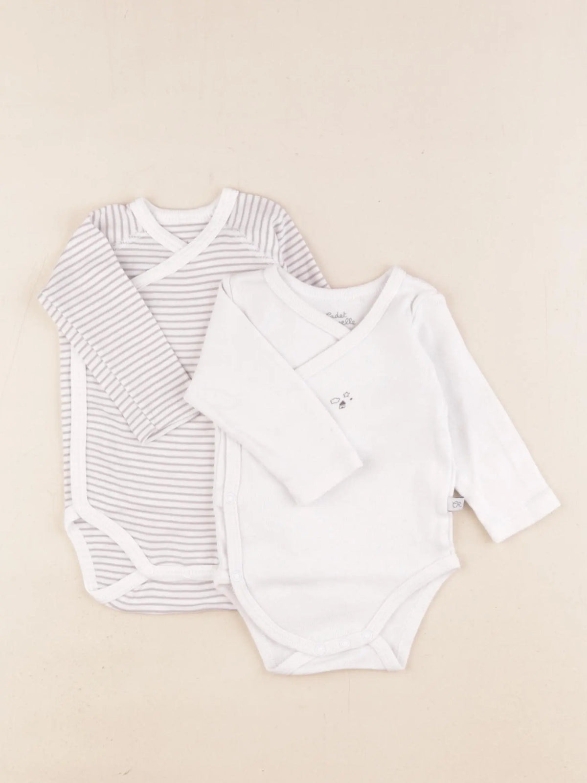 Cadet Rousselle - body blanc, taupe - 3 mois