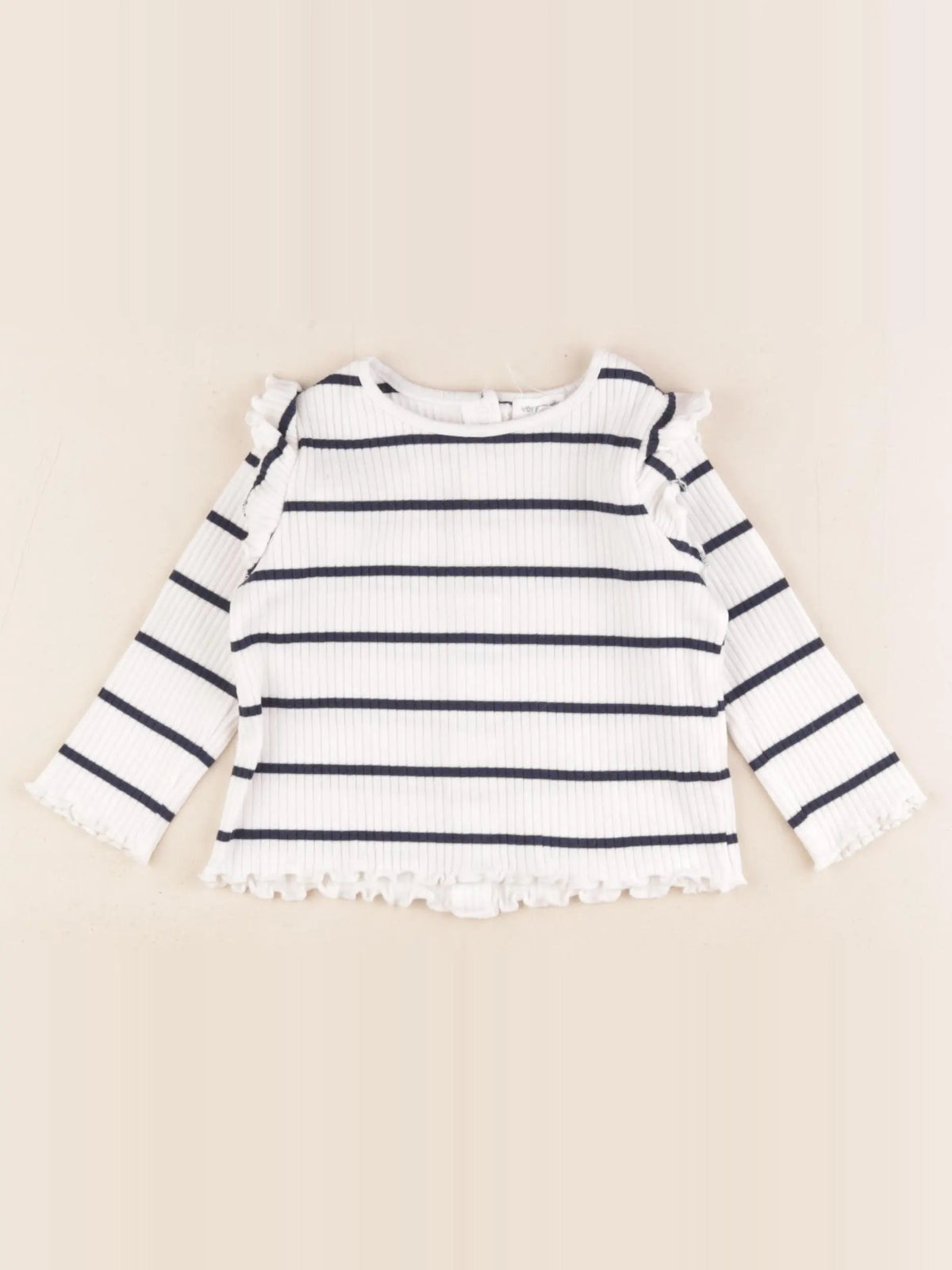 Vertbaudet - tee-shirt blanc, bleu - 6 mois