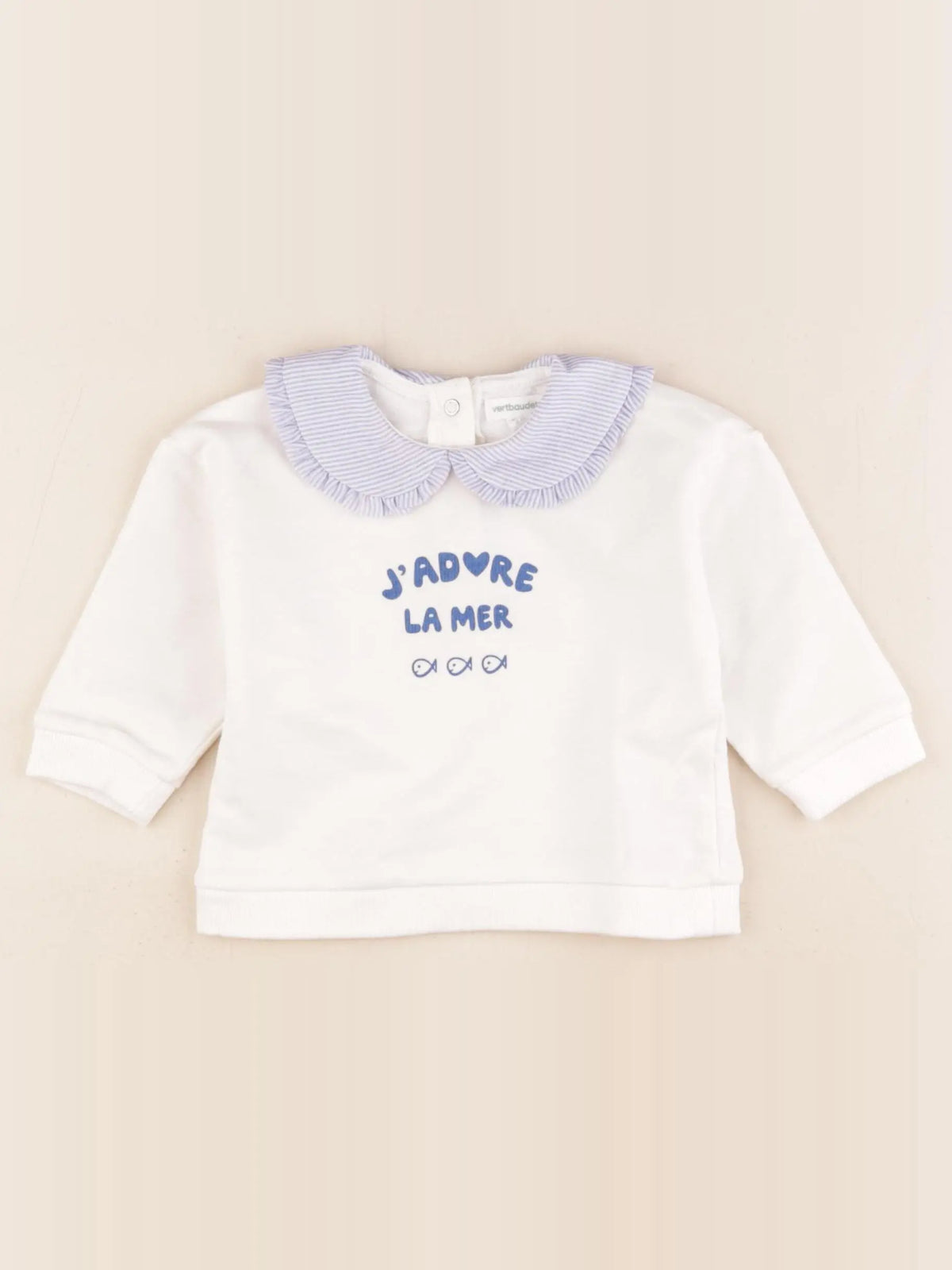 Vertbaudet - sweat blanc, bleu - 6 mois