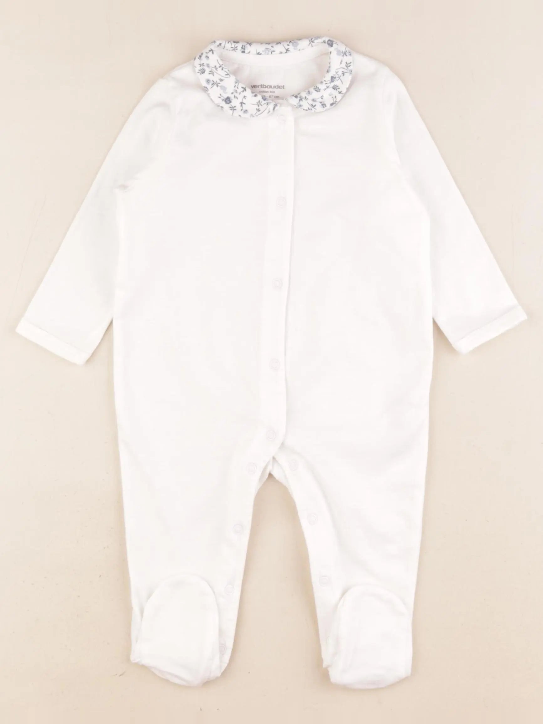 Vertbaudet - pyjama coton blanc, bleu - 6 mois