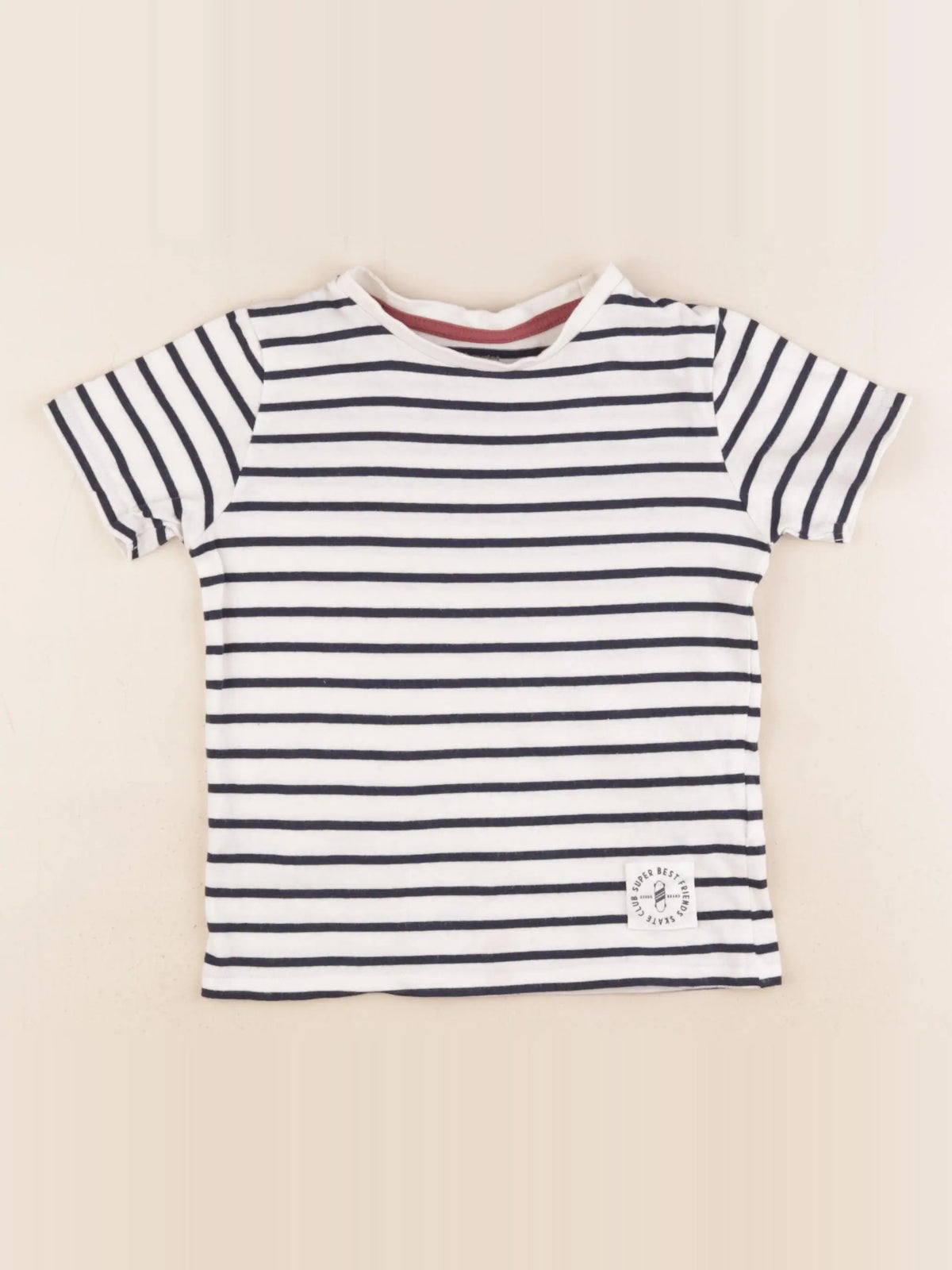 Vertbaudet - tee-shirt blanc, bleu - 5 ans