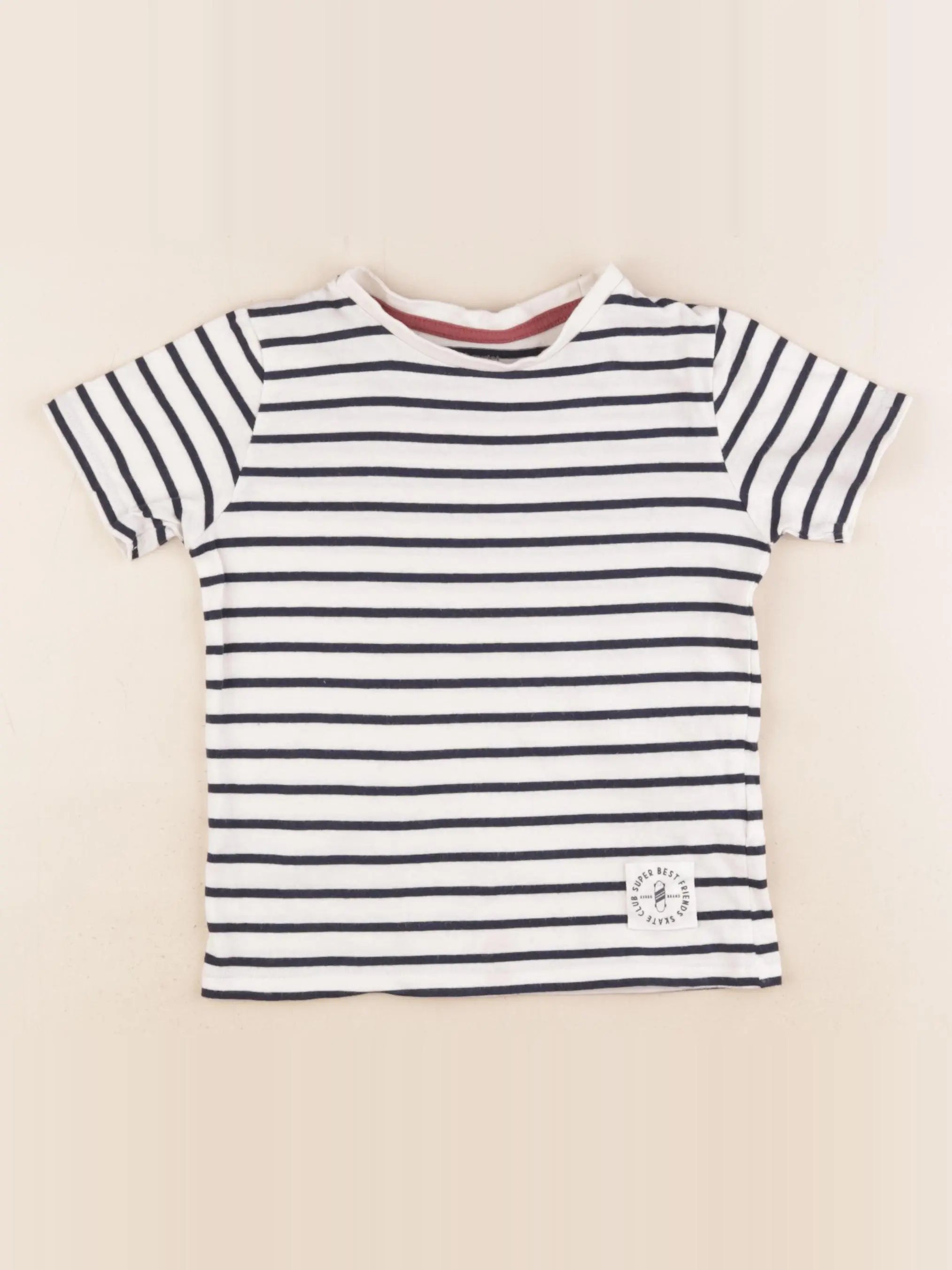 Vertbaudet - tee-shirt blanc, bleu - 5 ans