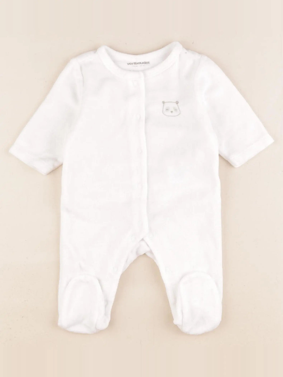 Vertbaudet - pyjama velours blanc - 1 mois
