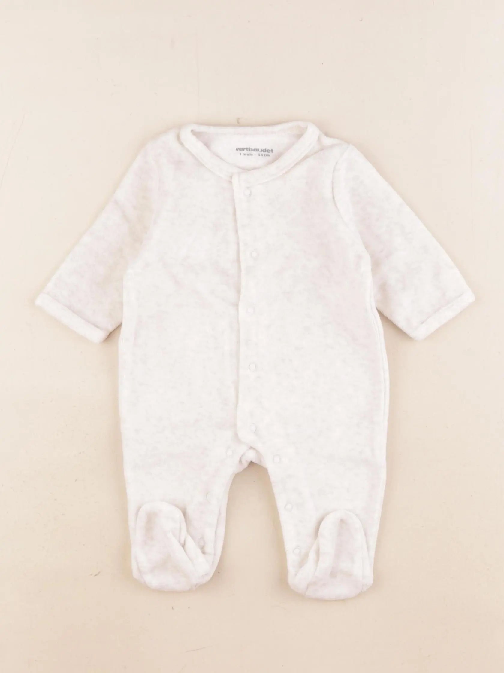 Vertbaudet - pyjama velours beige - 1 mois