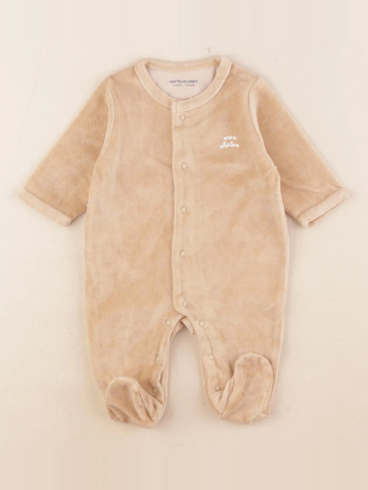 Vertbaudet - pyjama velours jaune - 1 mois
