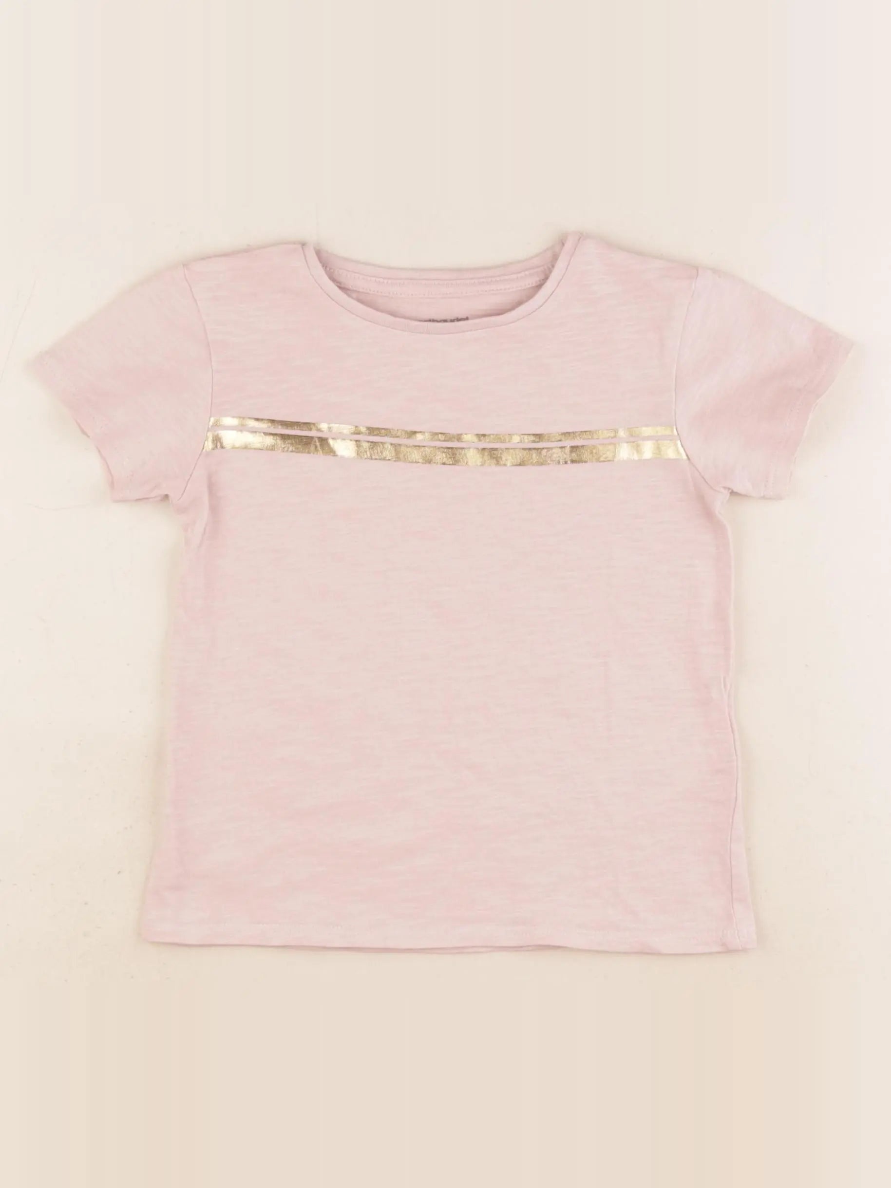 Vertbaudet - tee-shirt rose, or - 4 ans