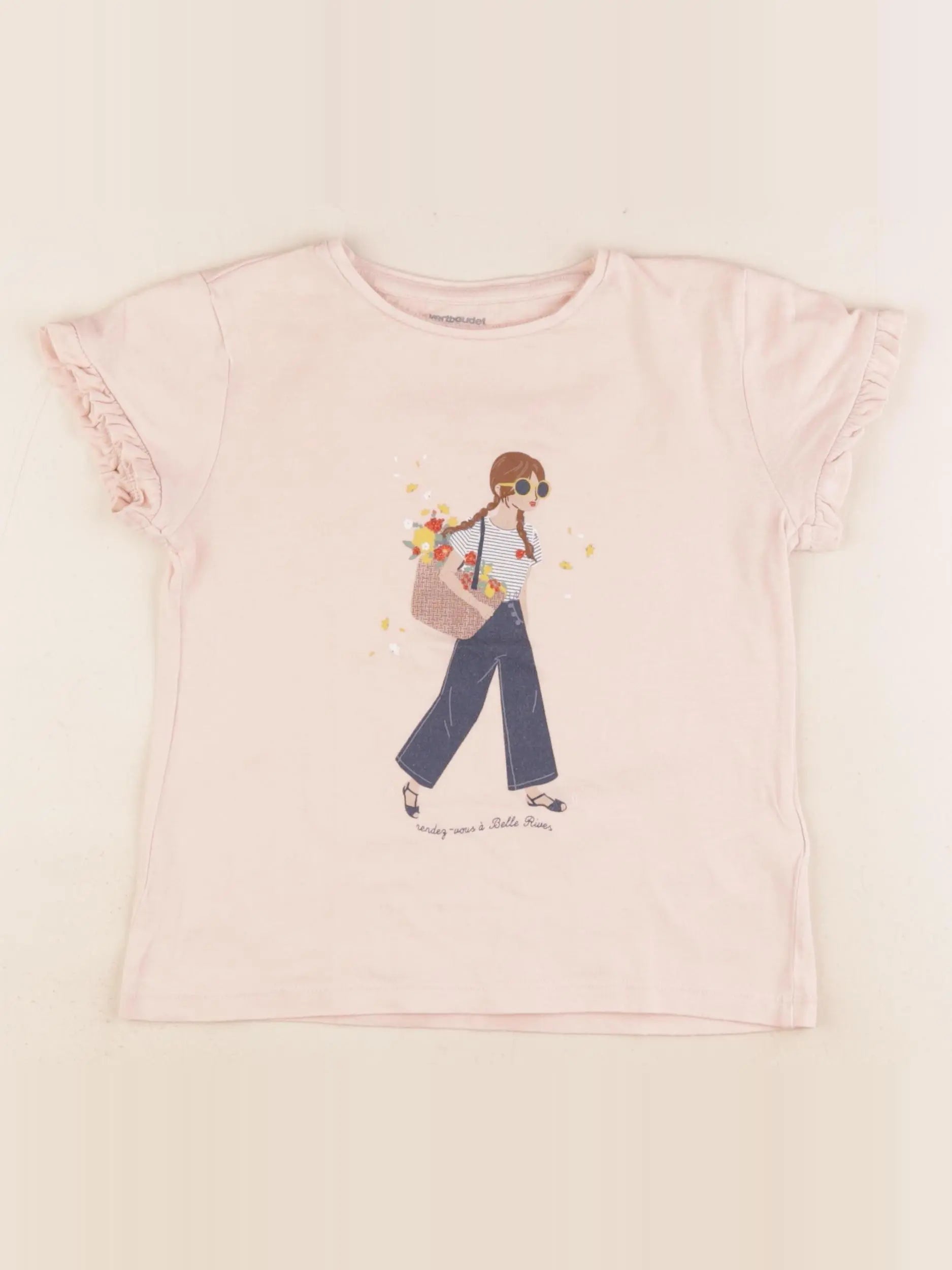 Vertbaudet - tee-shirt rose - 6 ans