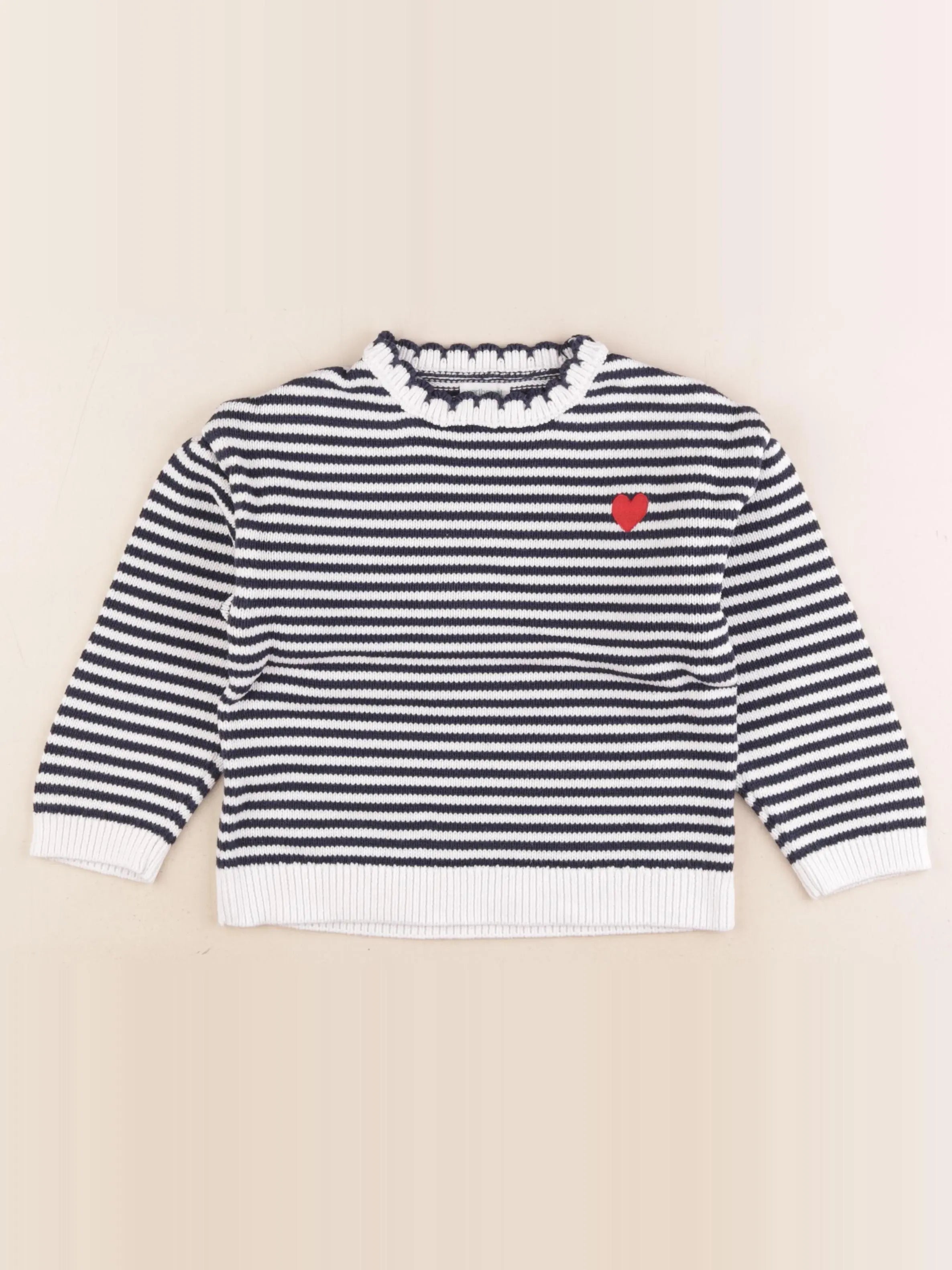 Vertbaudet - pull bleu, blanc - 6 ans