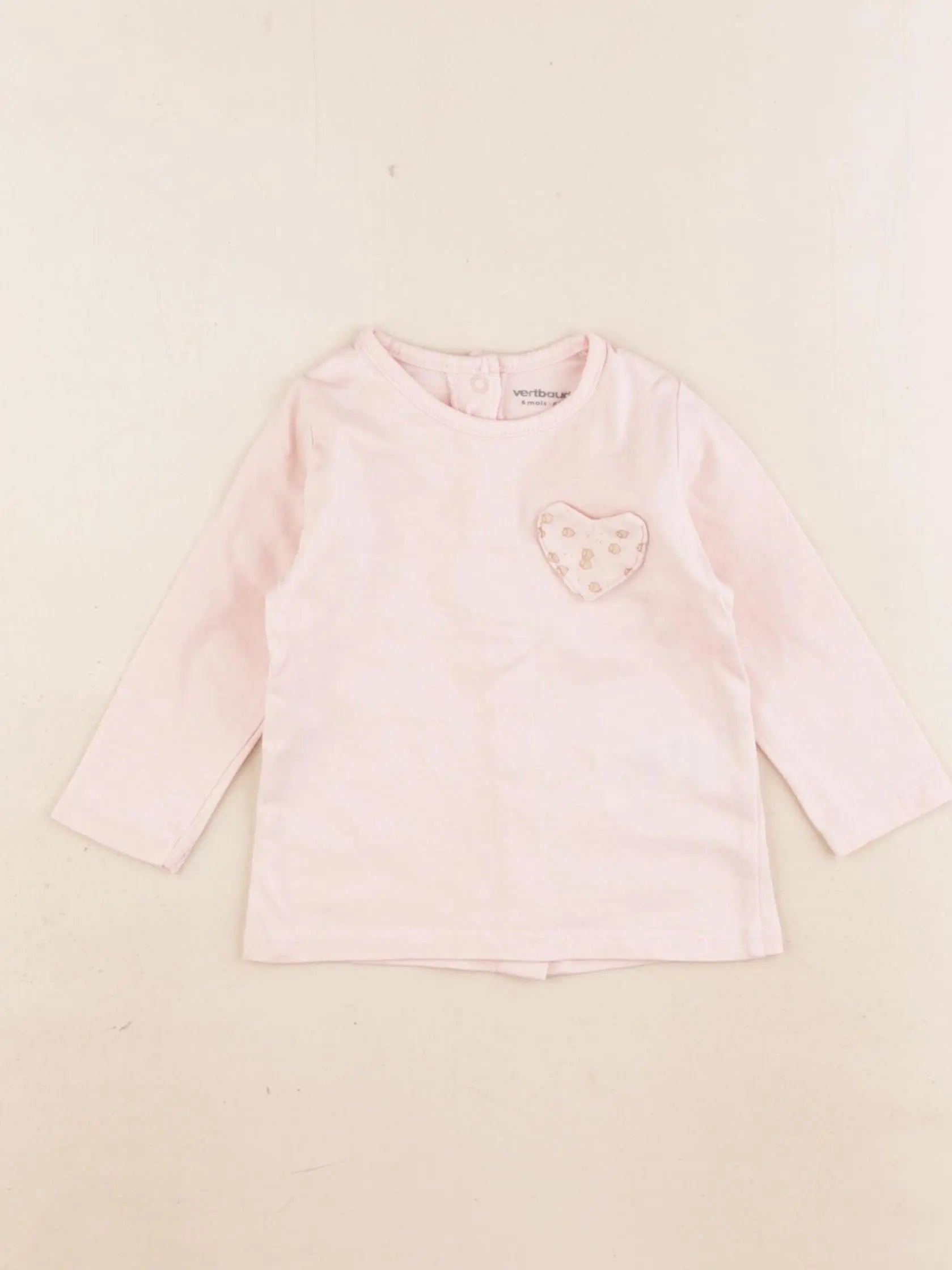 Vertbaudet - tee-shirt rose - 6 mois
