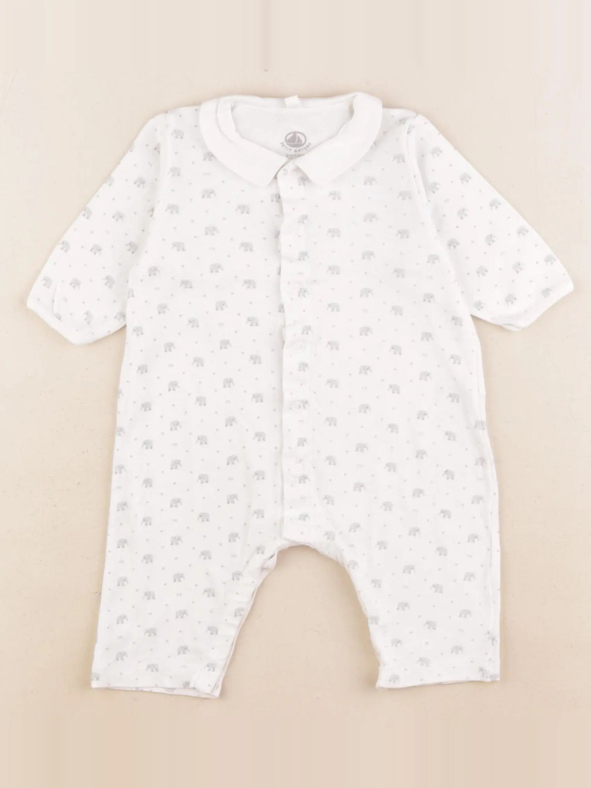 Petit Bateau - pyjama coton blanc - 3 mois