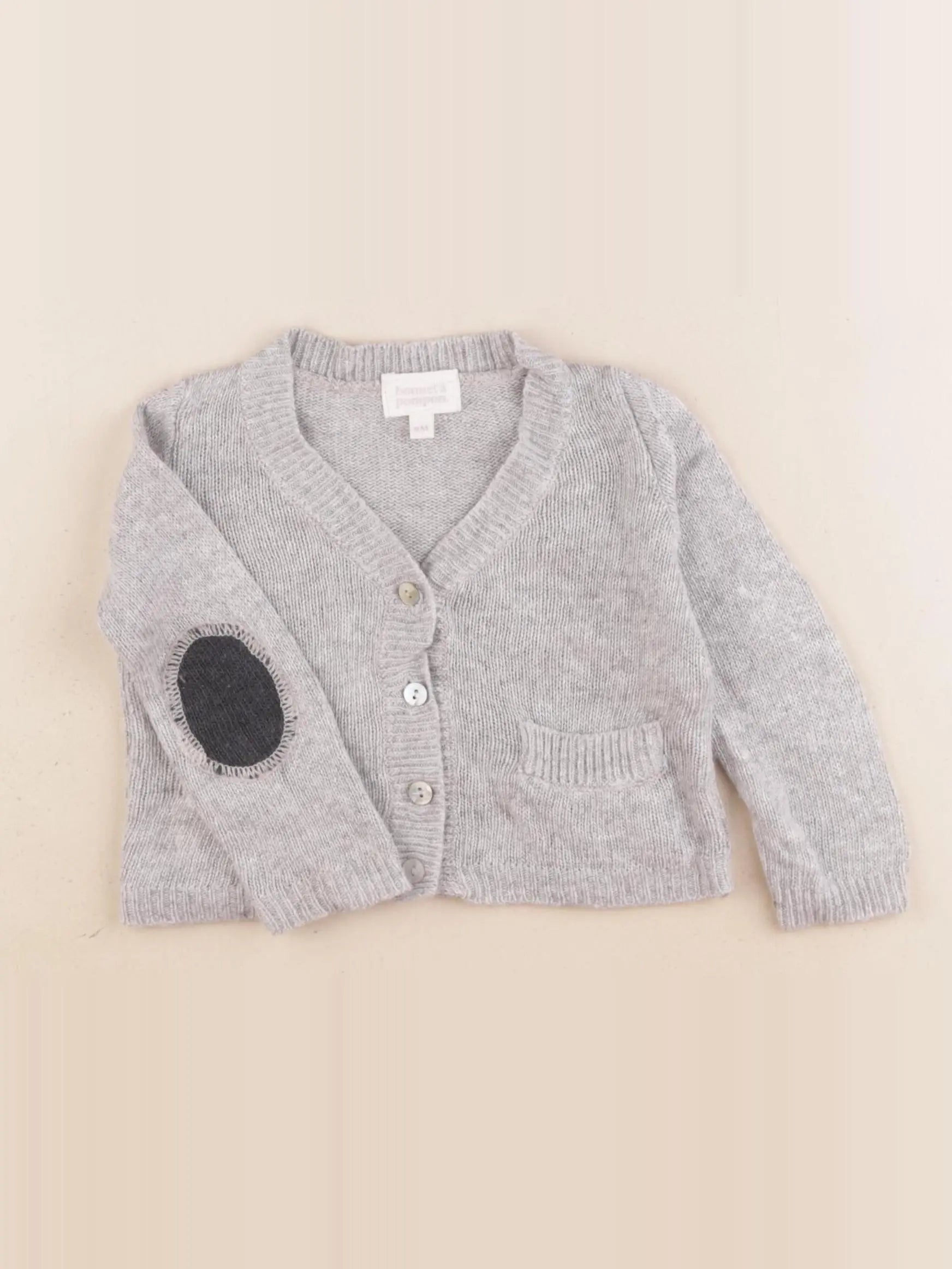 Bonnet à Pompon - gilet gris - 9 mois