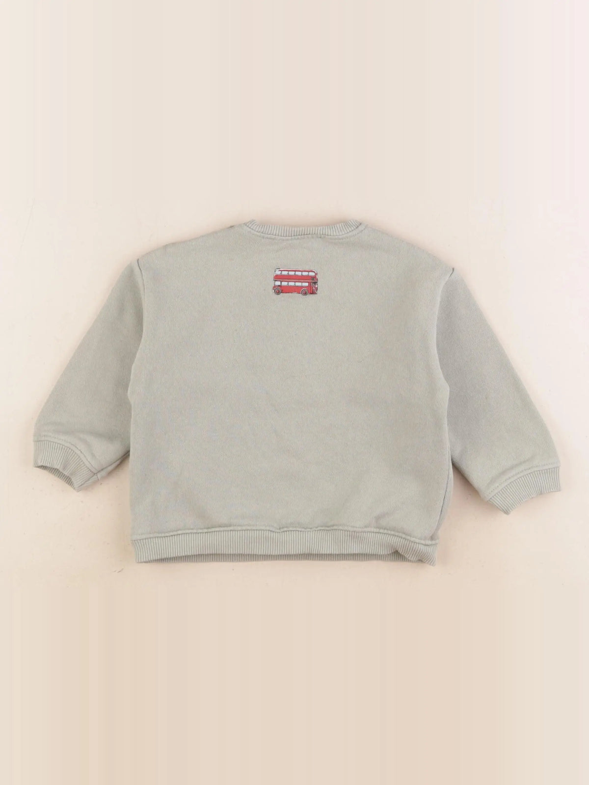 Zara - sweat imprimé au dos vert - 6/9 mois