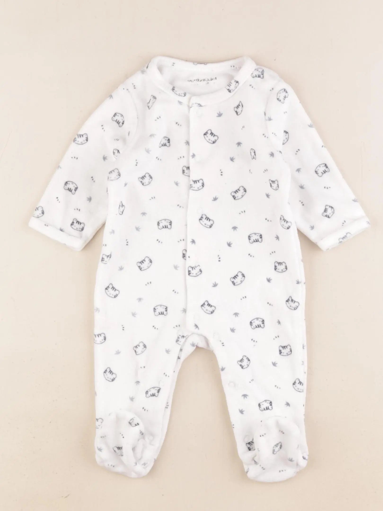 Vertbaudet - pyjama velours blanc, bleu - 3 mois