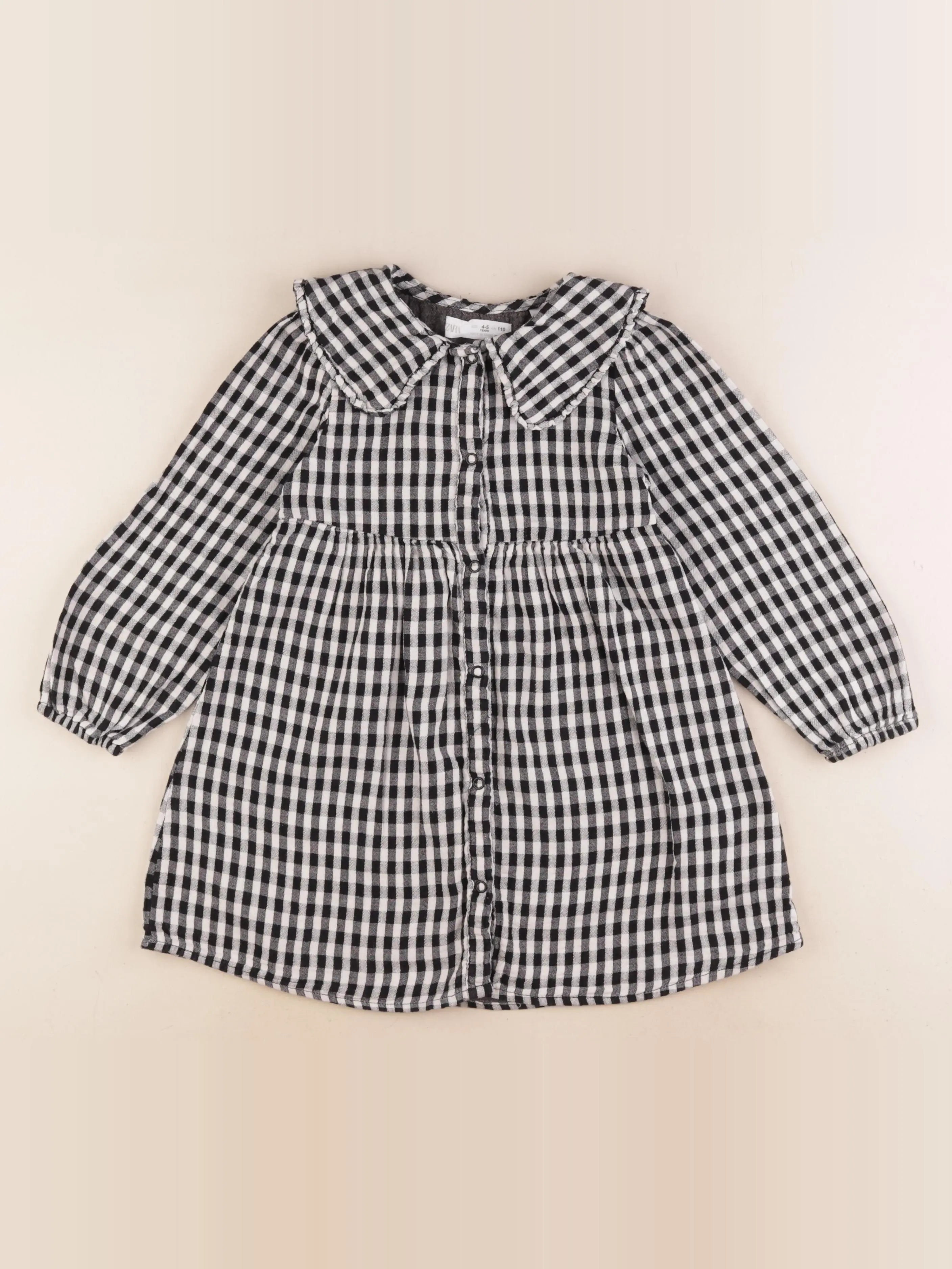 Zara - robe blanc, noir - 4/5 ans