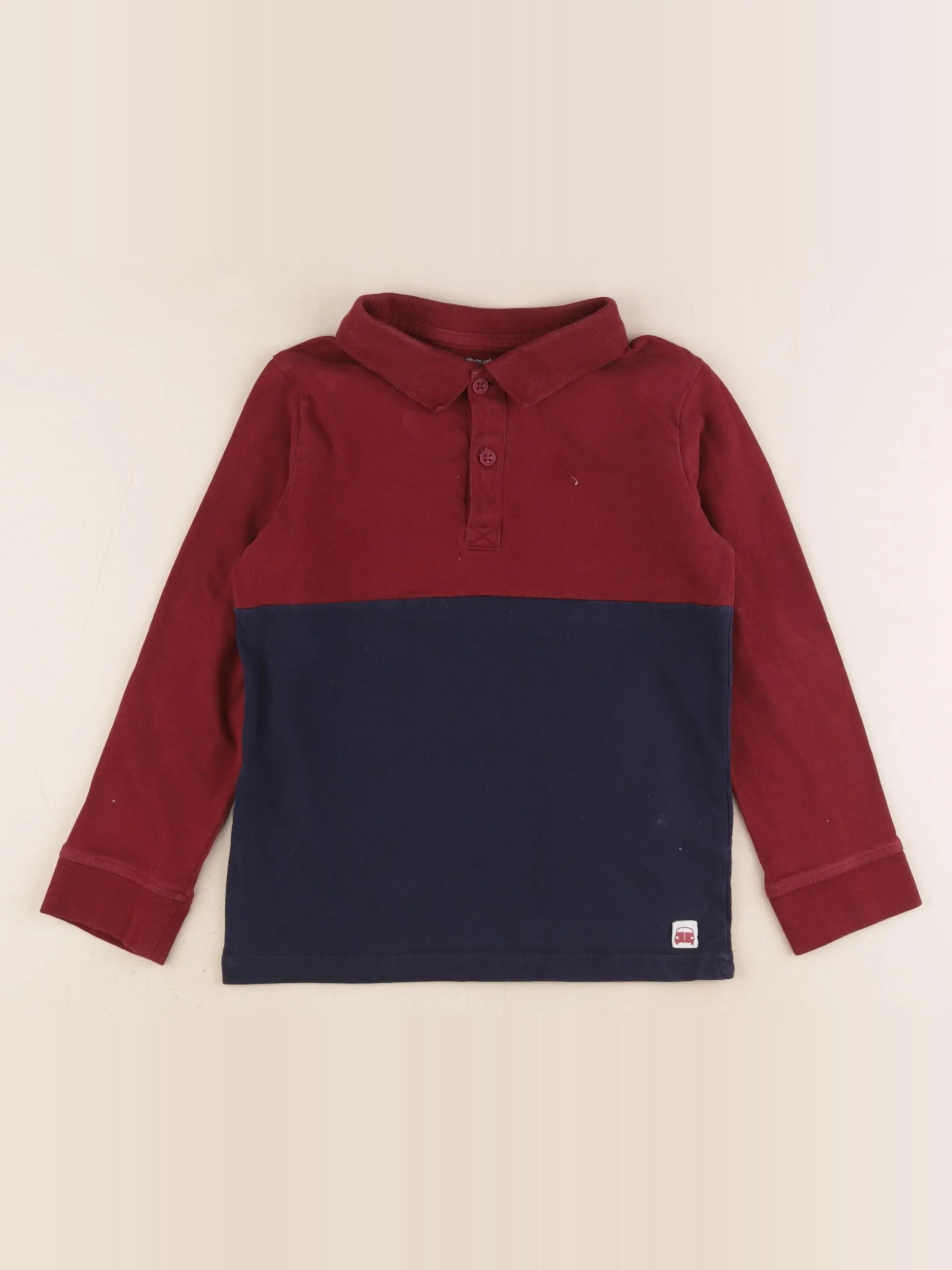 Vertbaudet - polo bleu, rouge - 6 ans