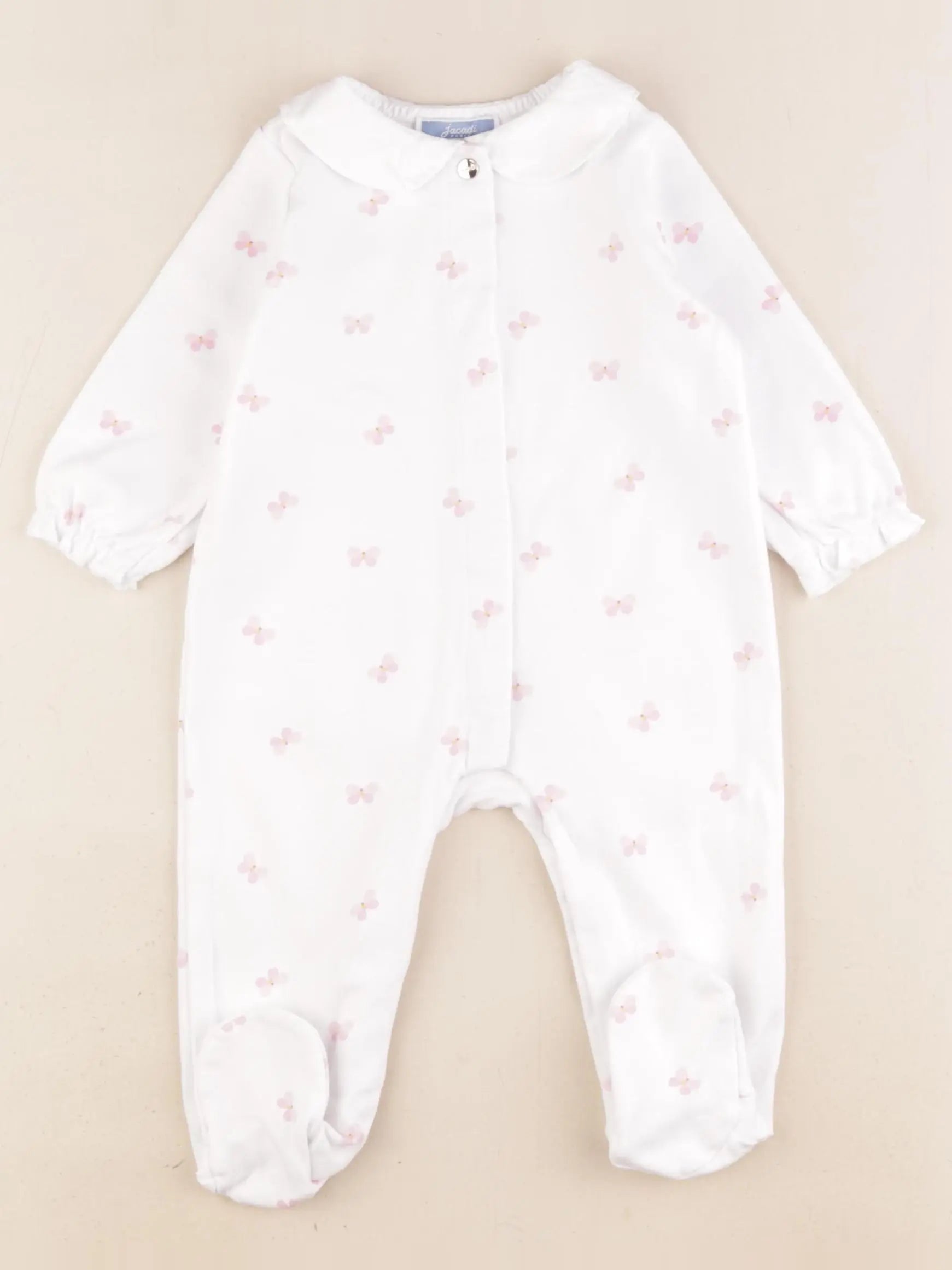 Jacadi - pyjama coton blanc, rose - 12 mois