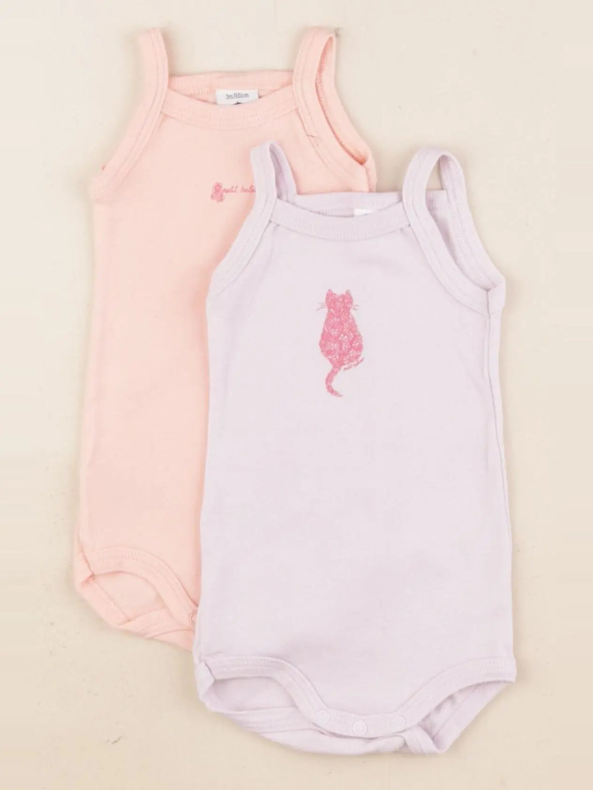 Petit Bateau - lot de 2 bodies en coton rose, violet - 3 mois