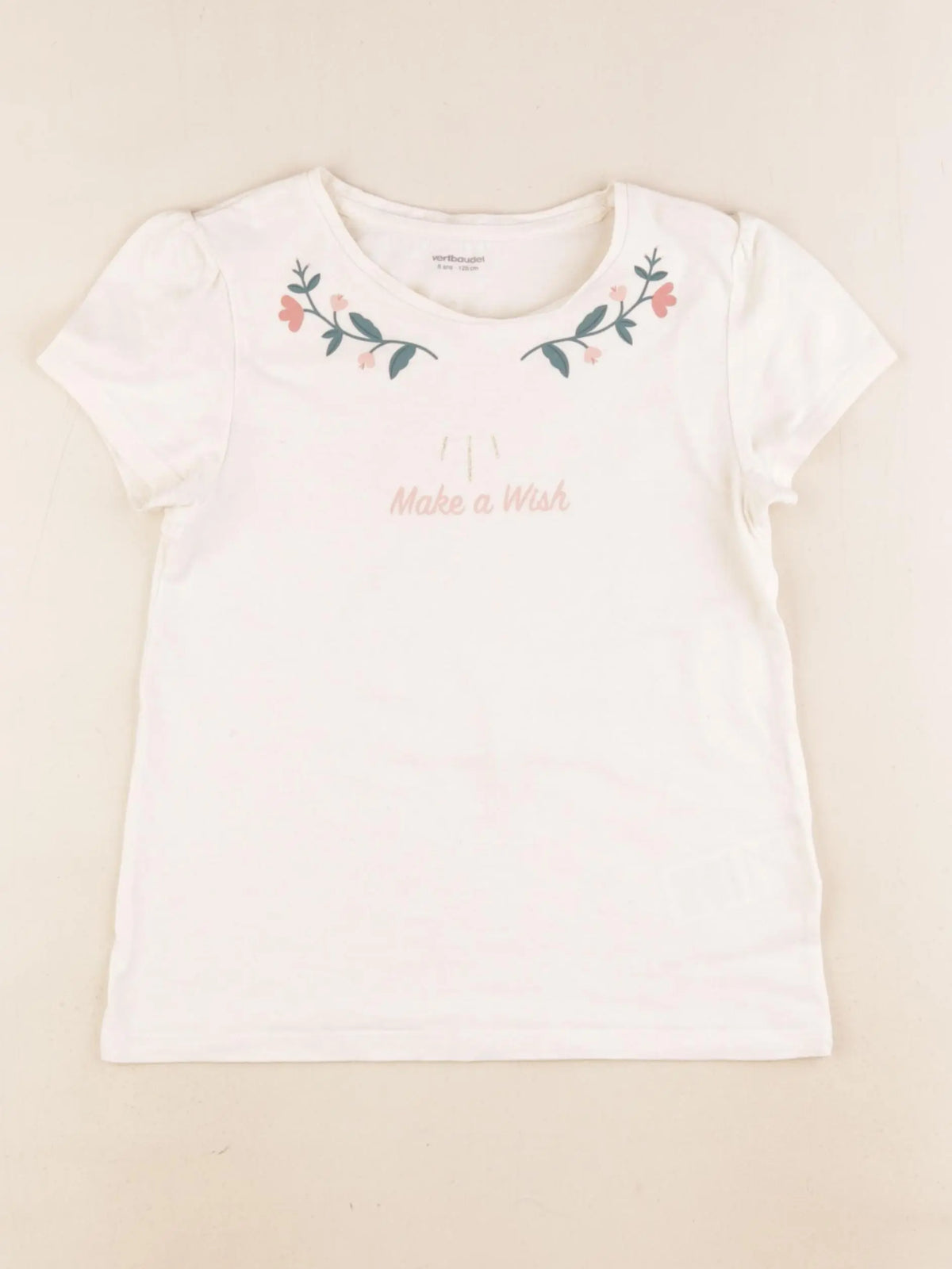 Vertbaudet - tee-shirt beige - 8 ans
