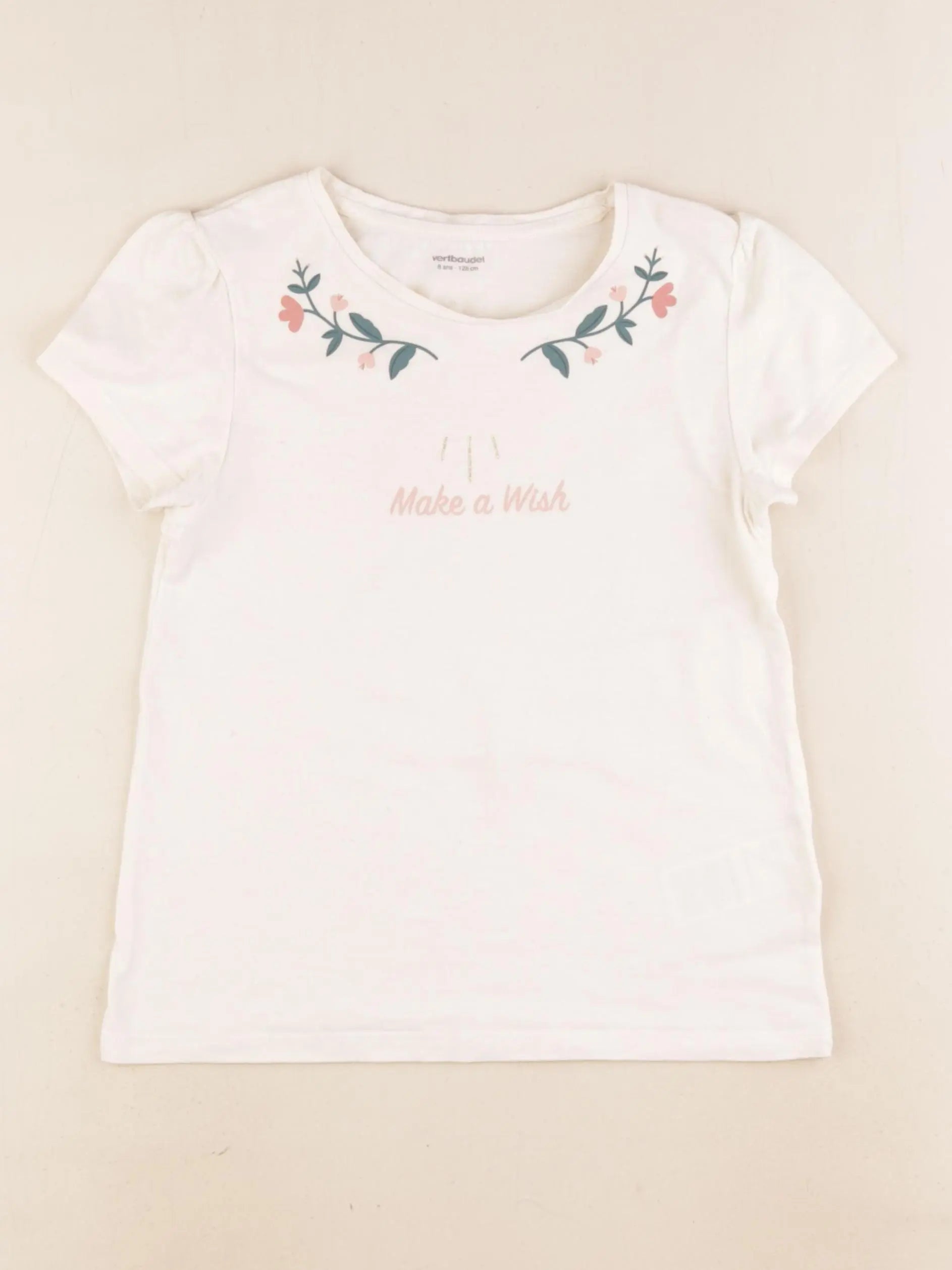 Vertbaudet - tee-shirt beige - 8 ans