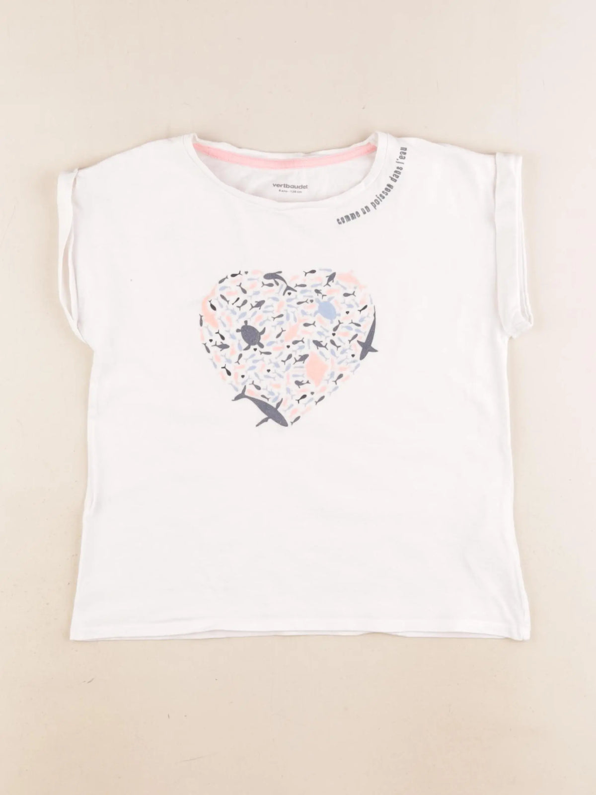 Vertbaudet - tee-shirt blanc - 8 ans