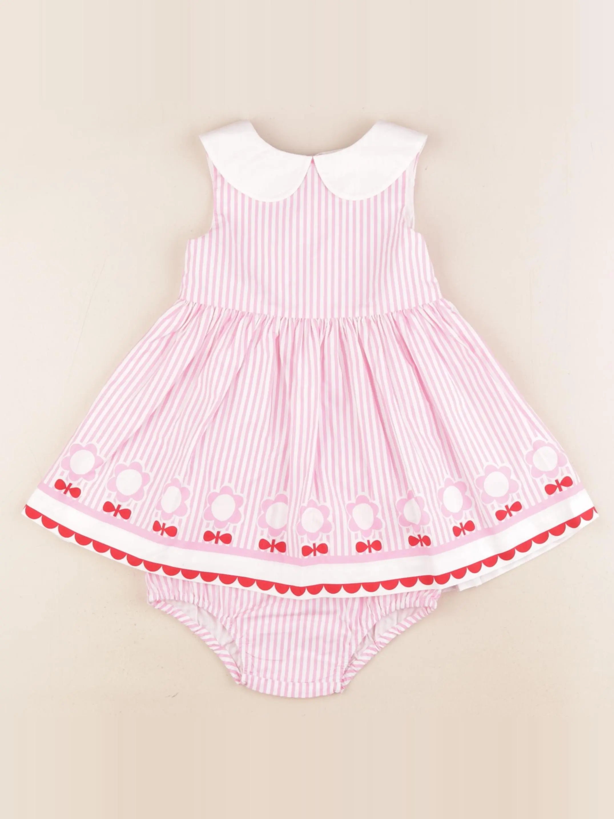 Jacadi - robe blanc, rose - 18 mois