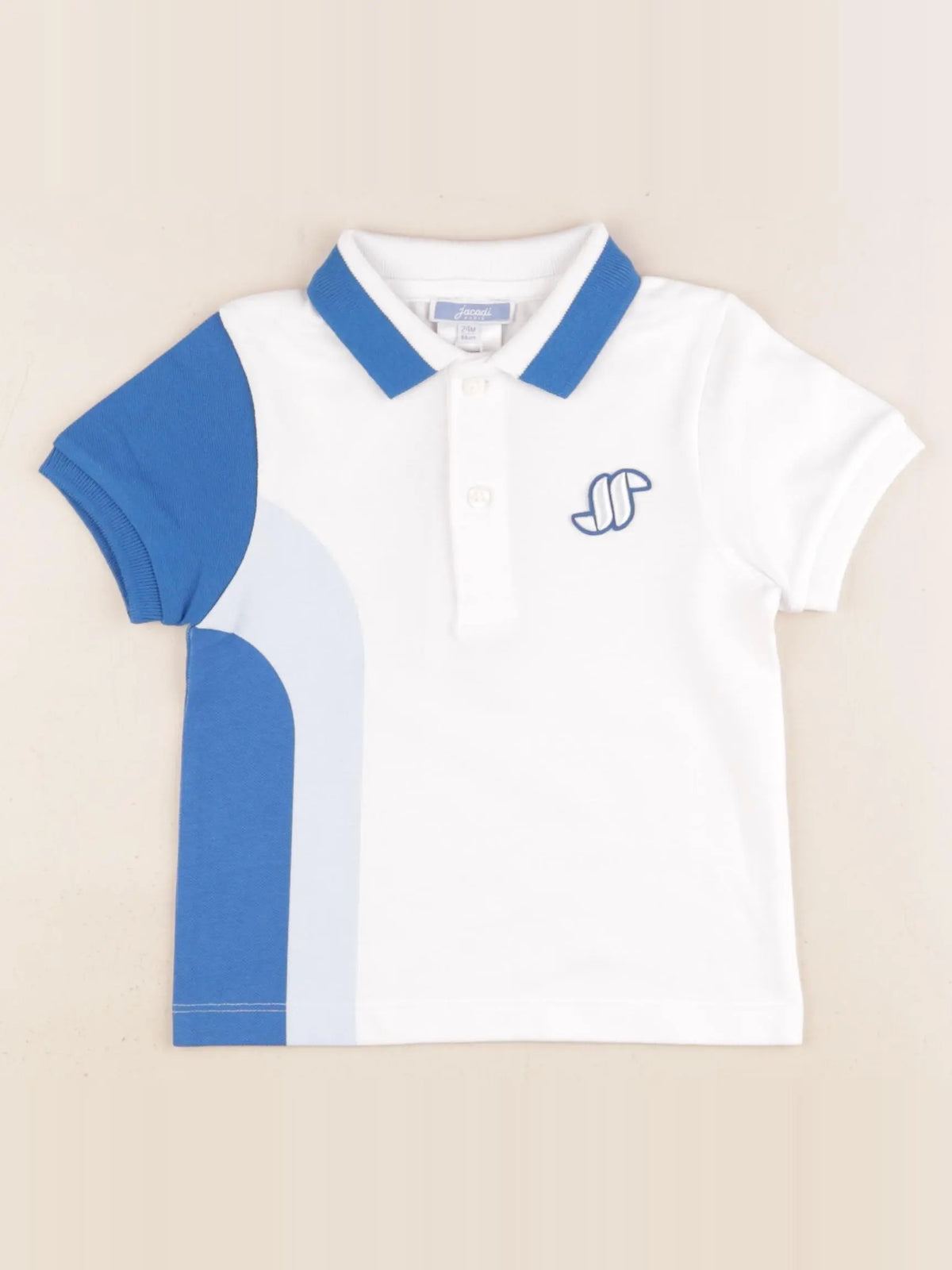 Jacadi - polo blanc, bleu - 24 mois