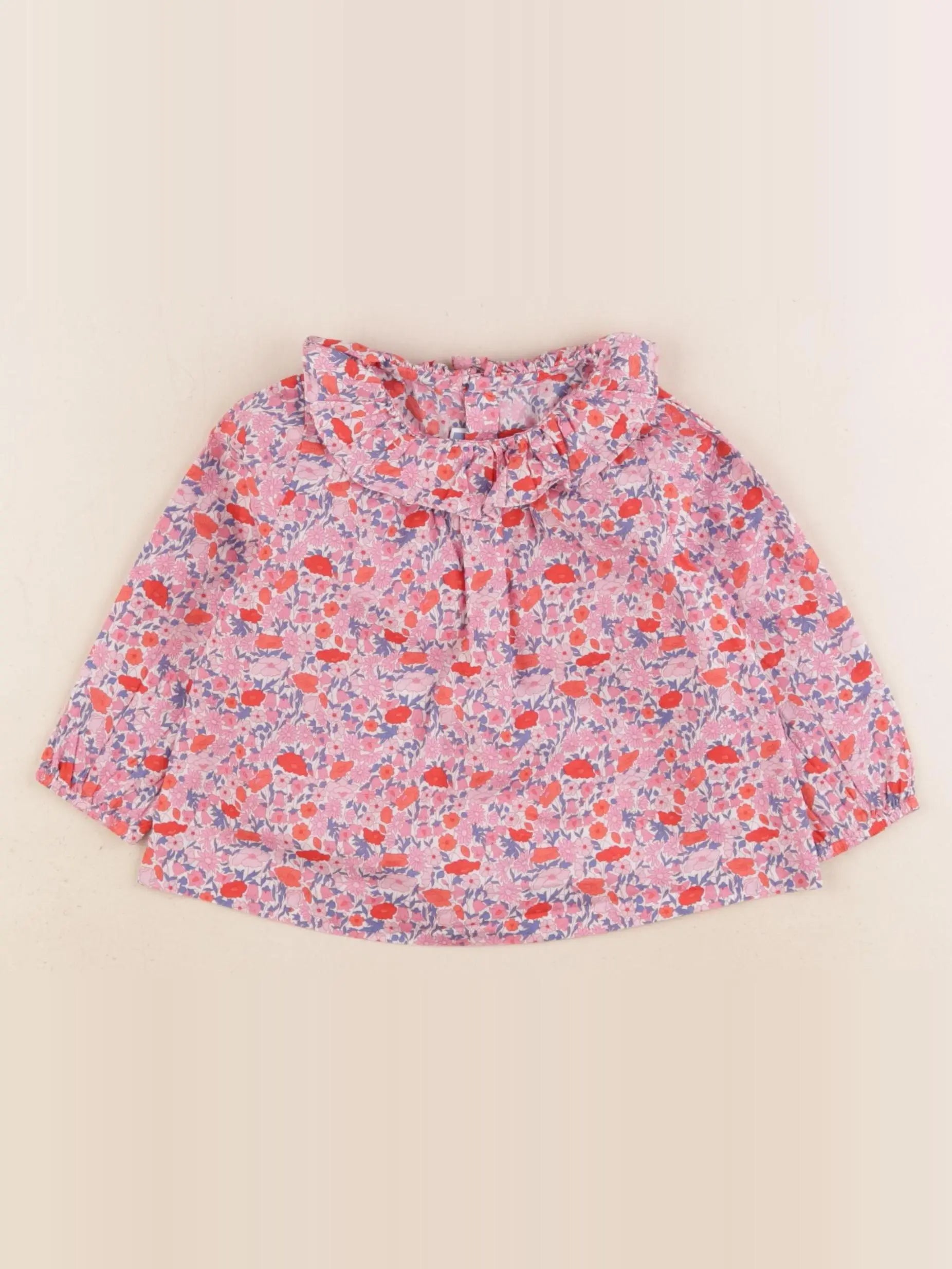Jacadi - blouse liberty rose, rouge - 1 an