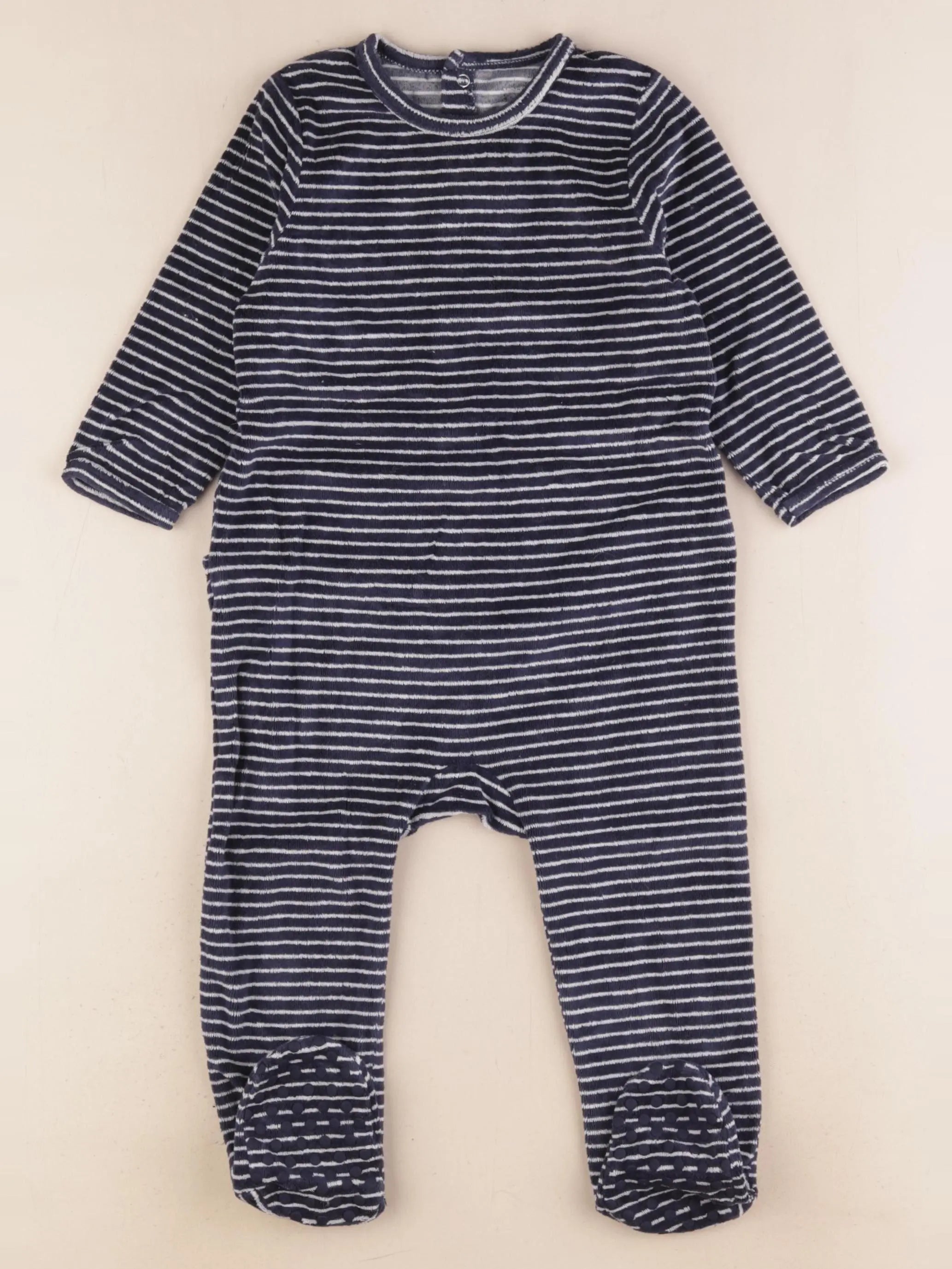 Vertbaudet - pyjama velours bleu, blanc - 18 mois